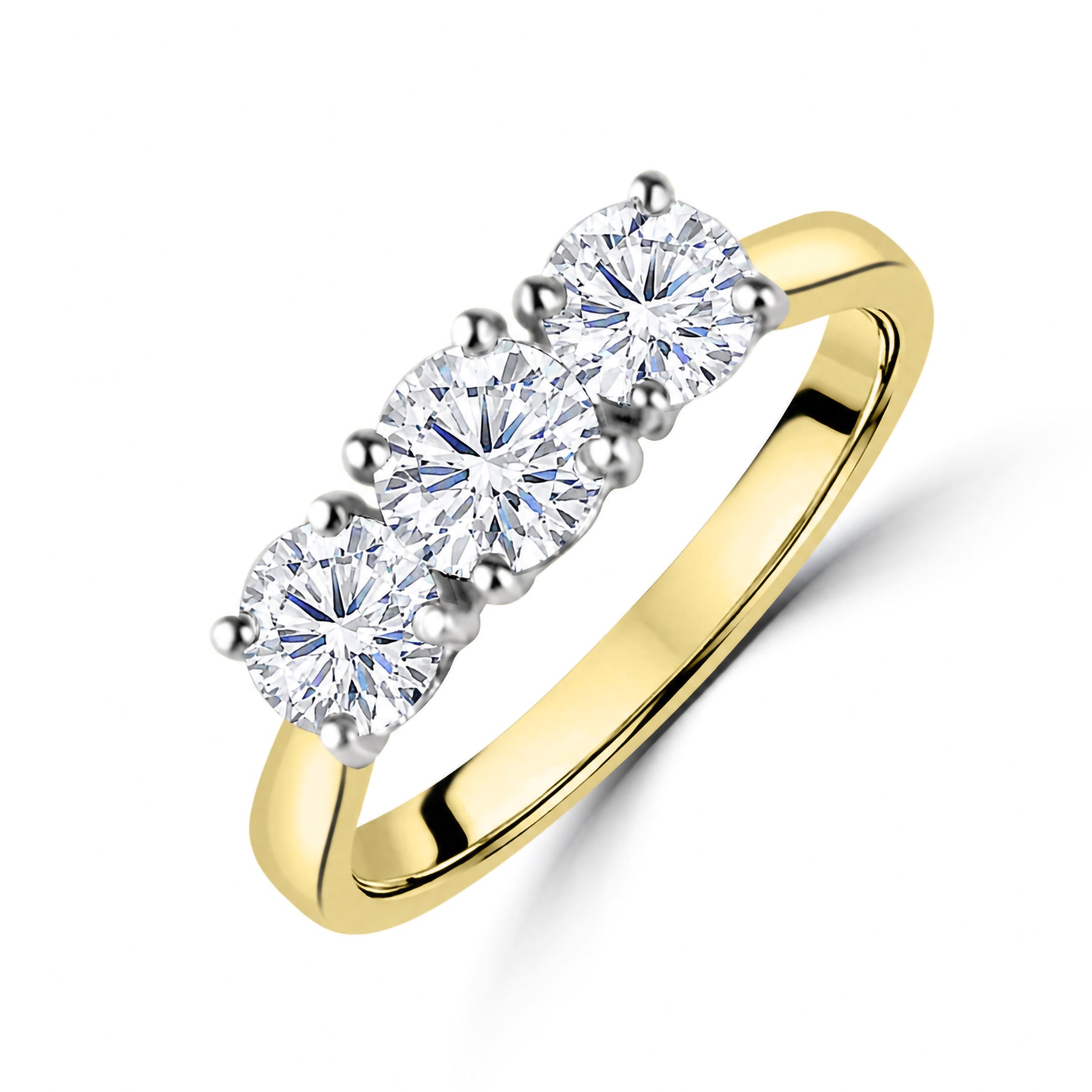 18ct Yellow Gold & Platinum 3 Stone RBC Engagement Ring