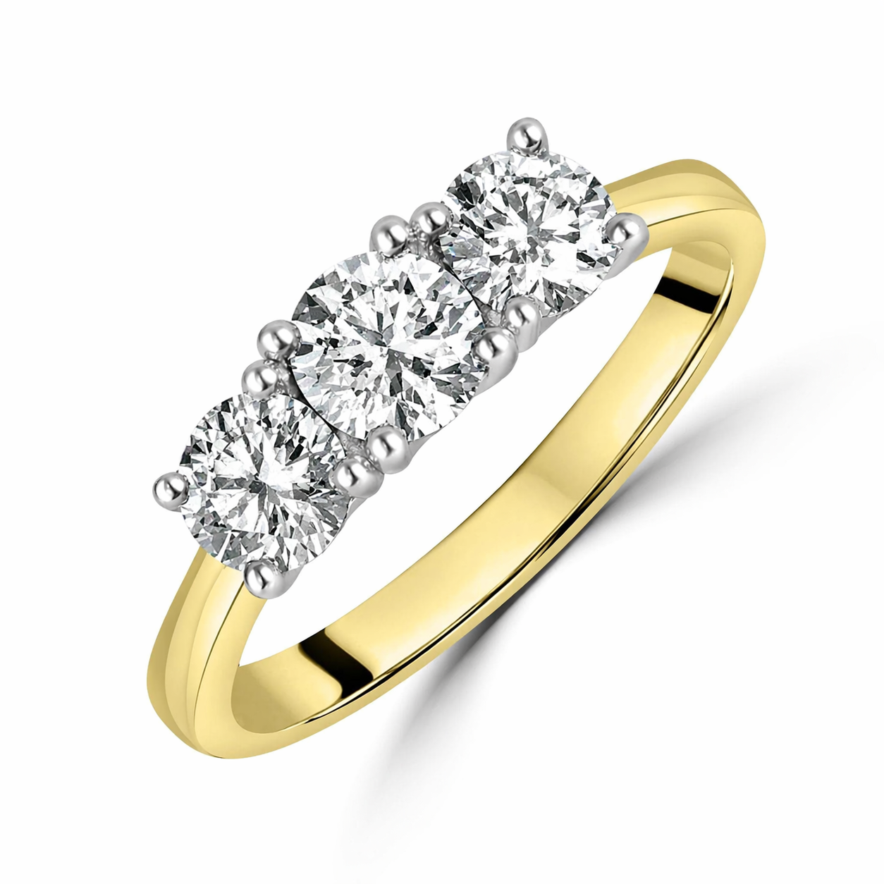 18ct Yellow Gold & Platinum 3 Stone RBC Lab Grown Diamond Engagement Ring