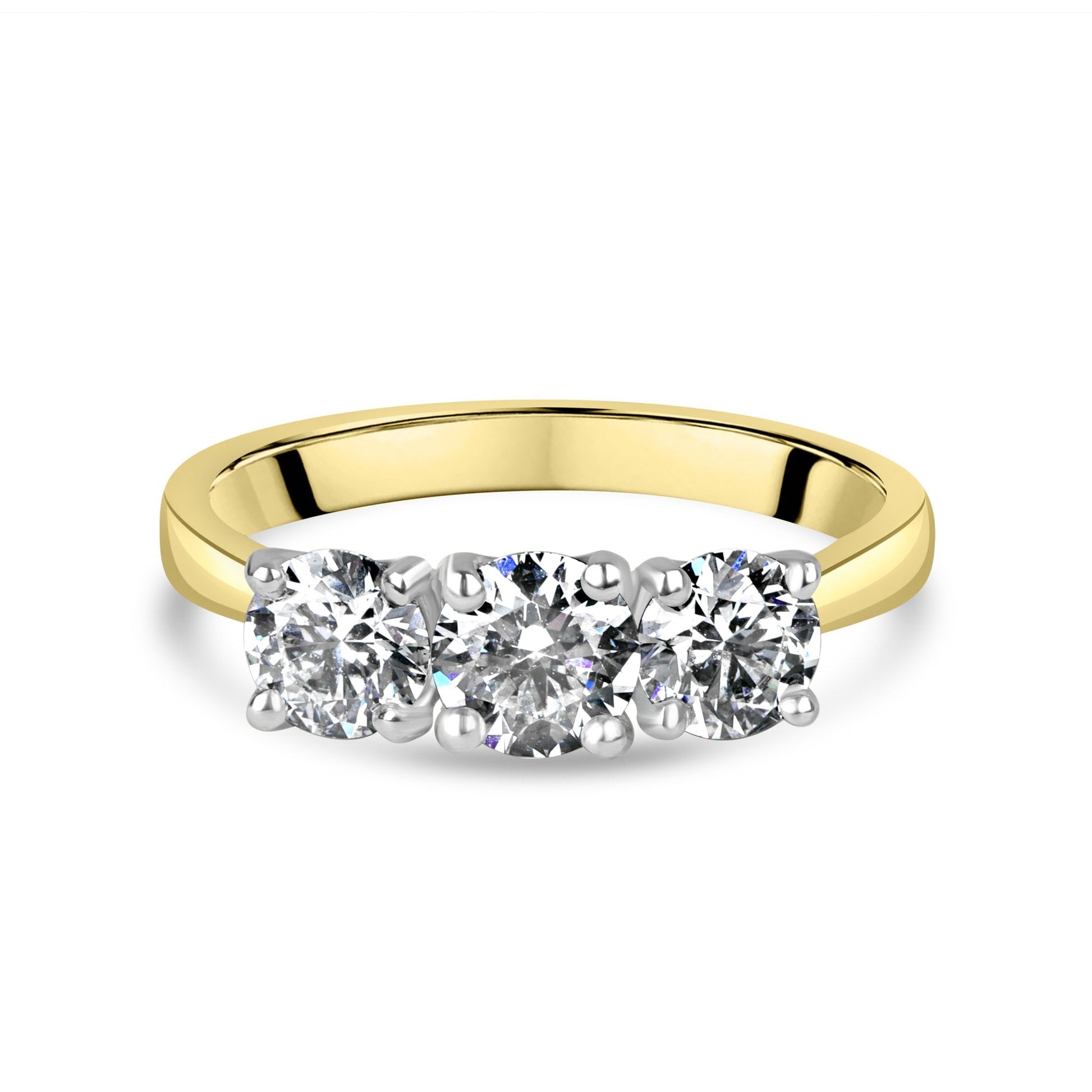 18ct Yellow Gold & Platinum 3 Stone RBC Lab Grown Diamond Engagement Ring