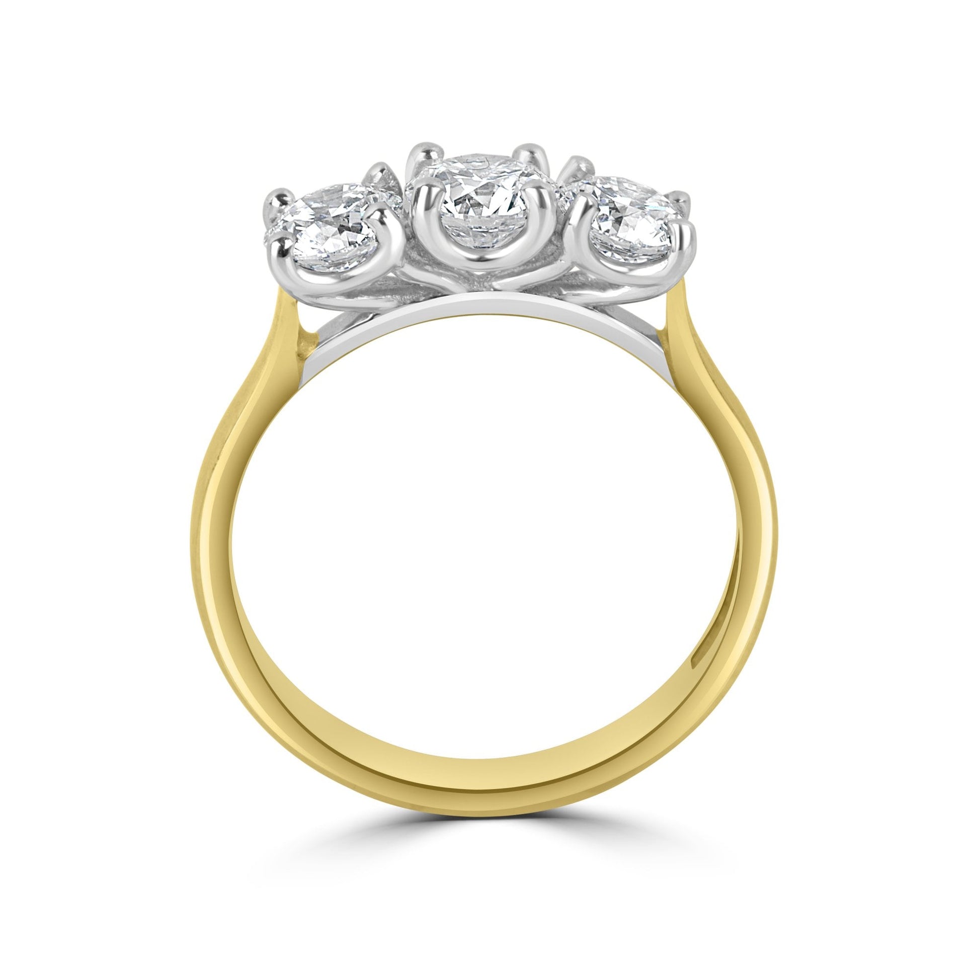 18ct Yellow Gold & Platinum 3 Stone RBC Lab Grown Diamond Engagement Ring