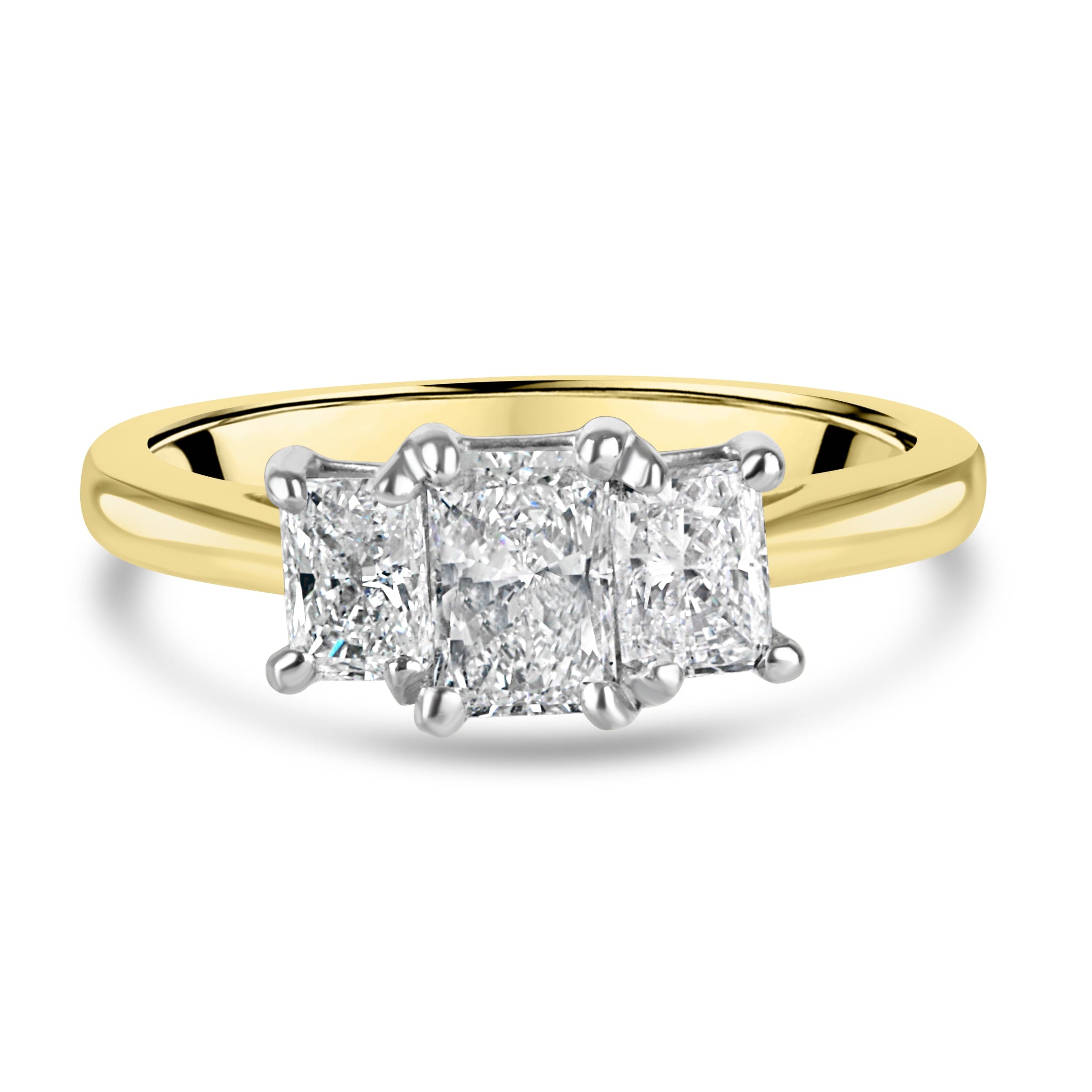 18ct Yellow Gold Platinum Radiant Cut Diamond Total 1.12ct Ring