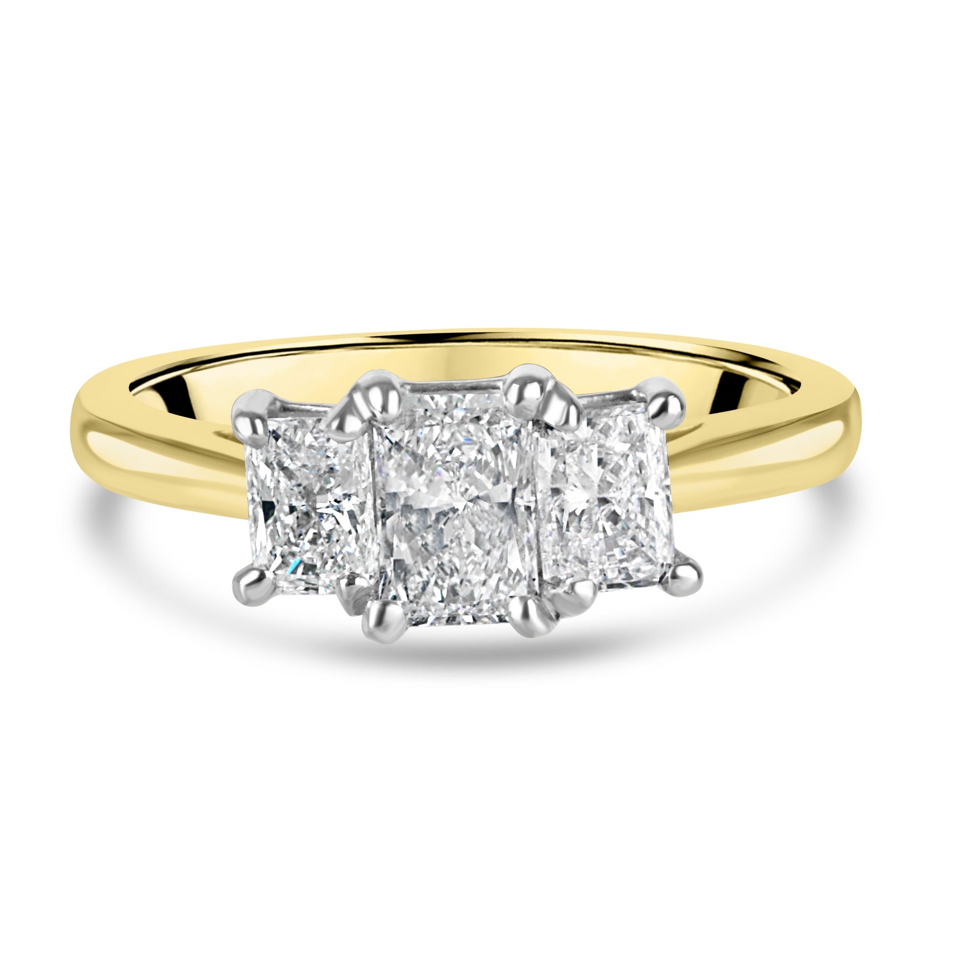 18ct Yellow Gold Platinum Radiant Cut Diamond Total 1.12ct Ring