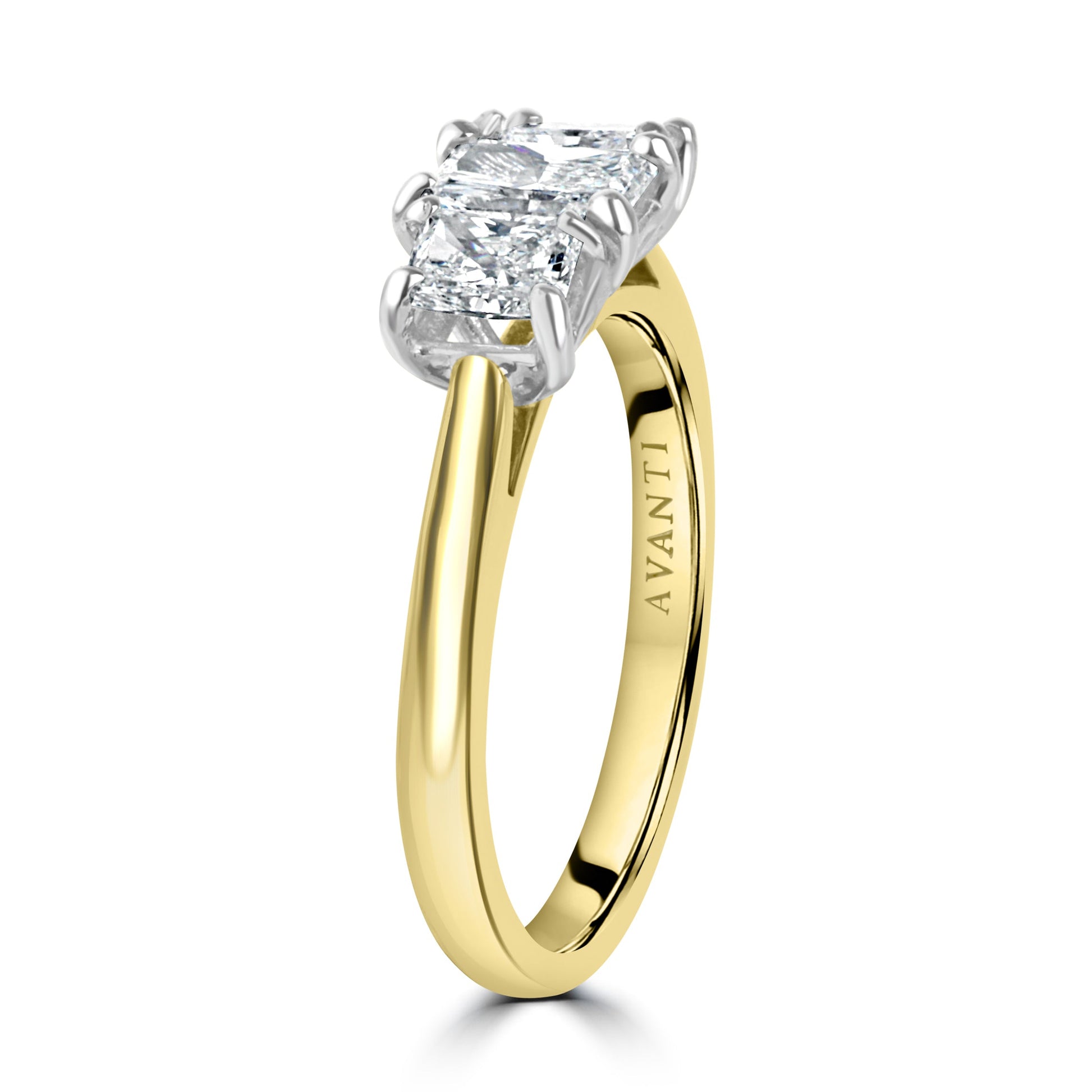 18ct Yellow Gold Platinum Radiant Cut Diamond Total 1.12ct Ring