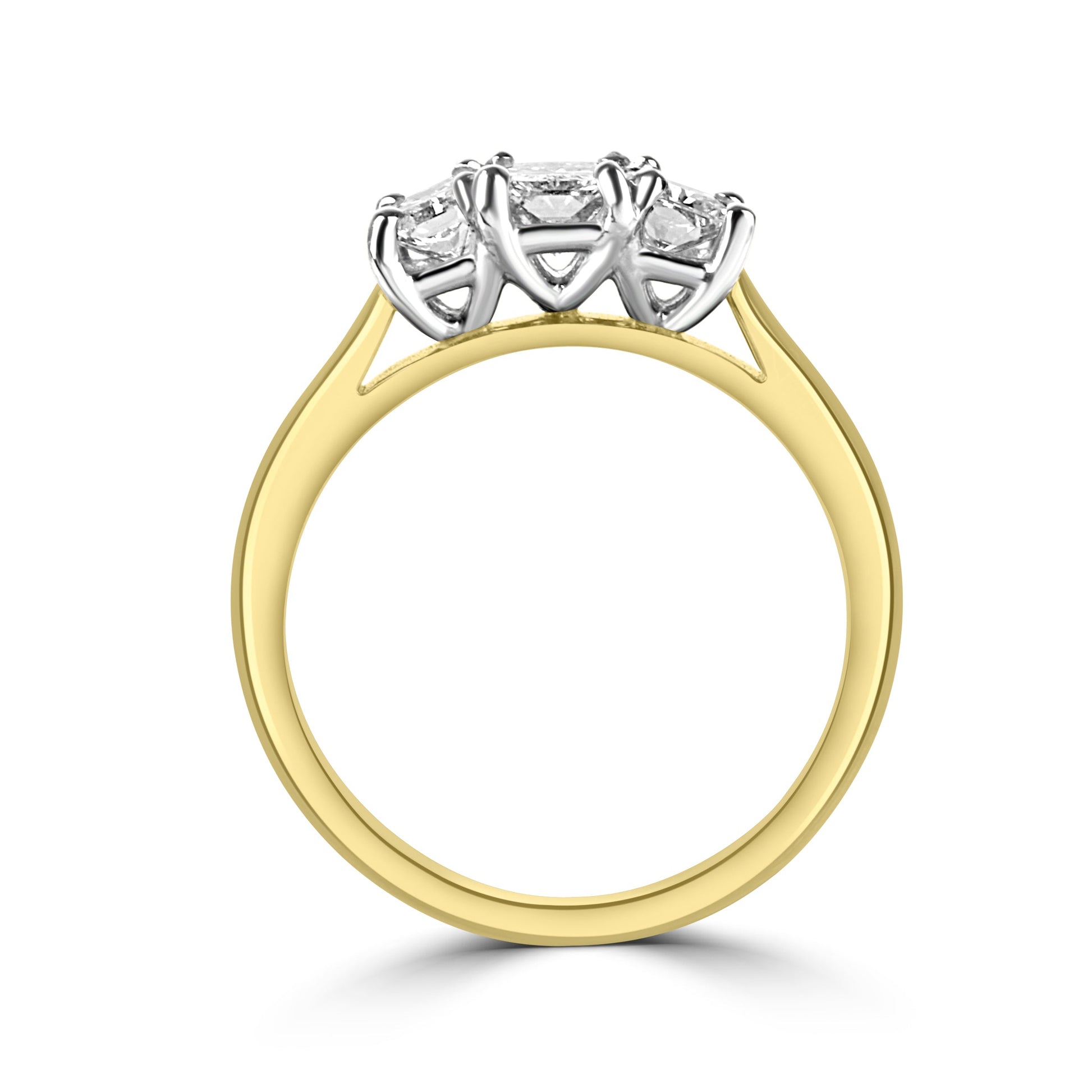 18ct Yellow Gold Platinum Radiant Cut Diamond Total 1.12ct Ring