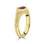 18ct Yellow Gold, Ridge Detail, Flush Set Pink Oval Spinel Dress Ring