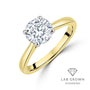 18ct Yellow Gold Round Brilliant Cut Lab Grown Diamond High Set Solitaire Engagement Ring