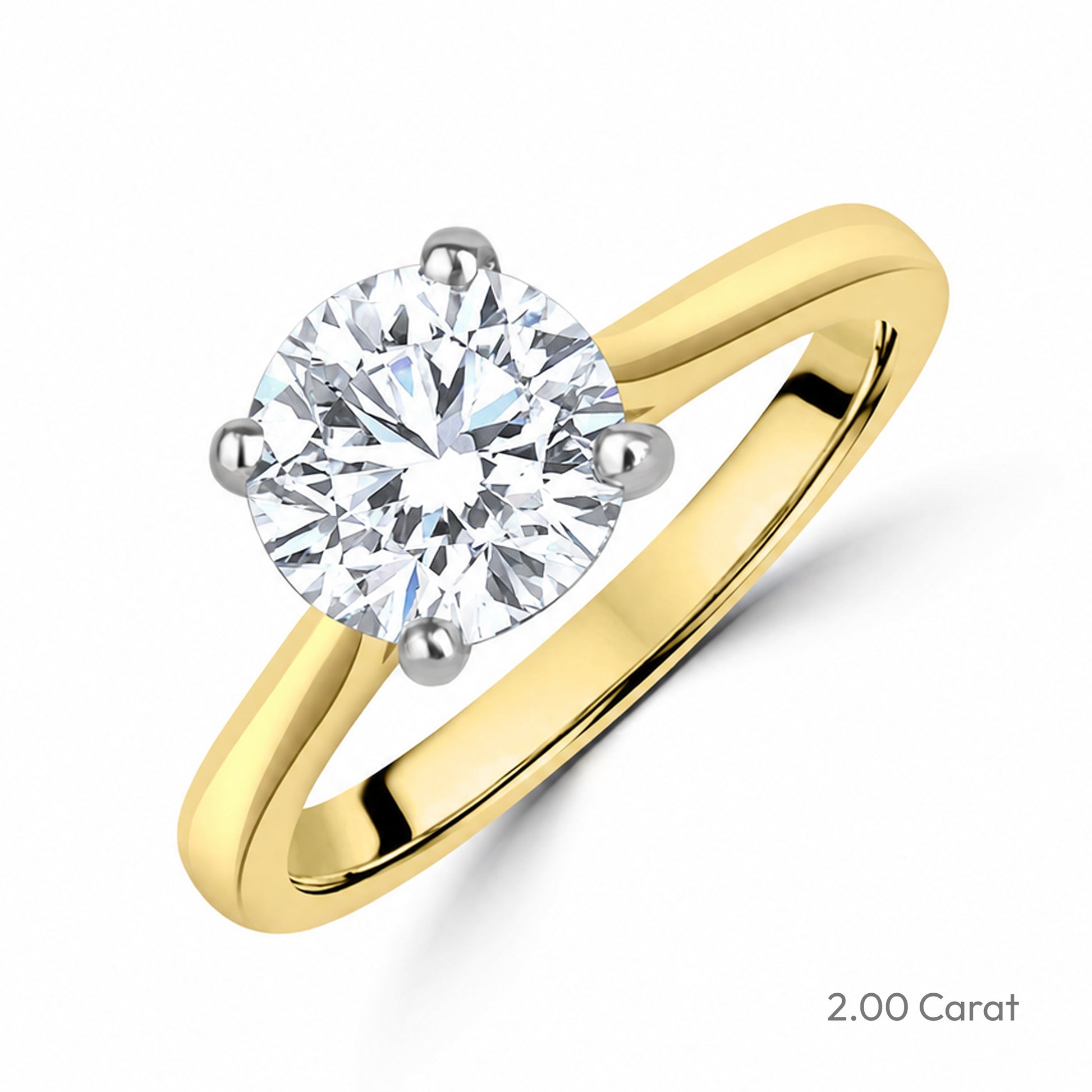 18ct Yellow Gold Round Brilliant Cut Lab Grown Diamond High Set Solitaire Engagement Ring