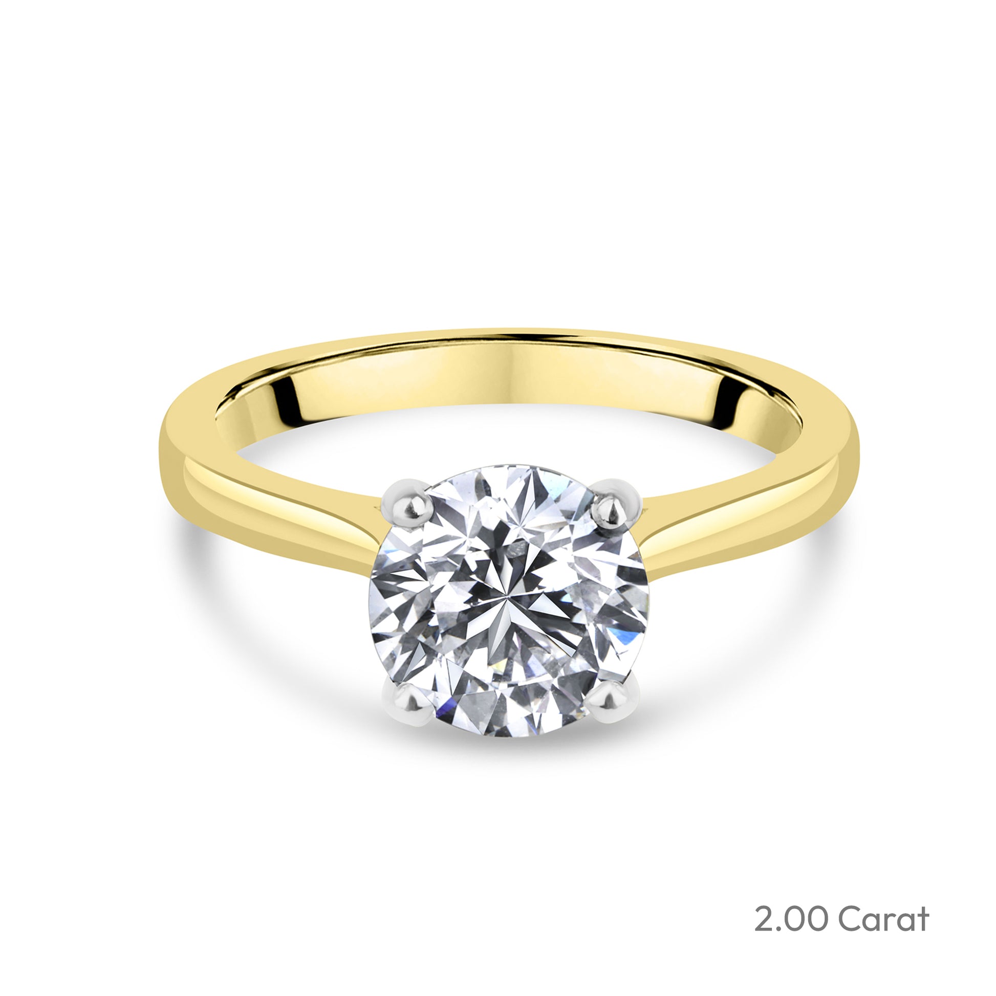 18ct Yellow Gold Round Brilliant Cut Lab Grown Diamond High Set Solitaire Engagement Ring