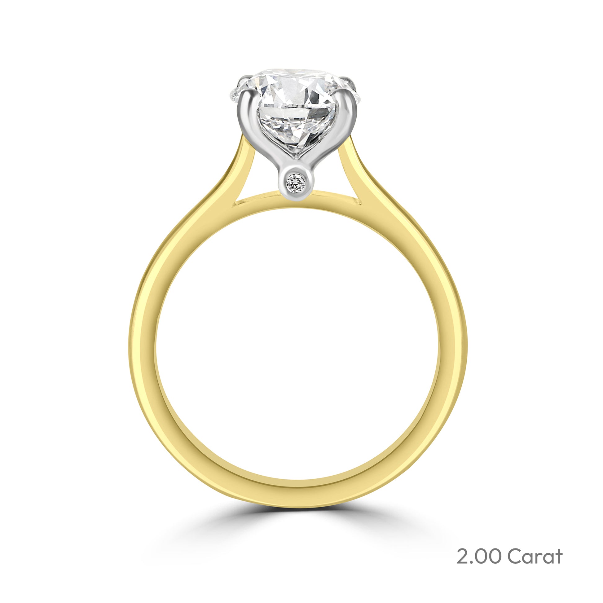 18ct Yellow Gold Round Brilliant Cut Lab Grown Diamond High Set Solitaire Engagement Ring