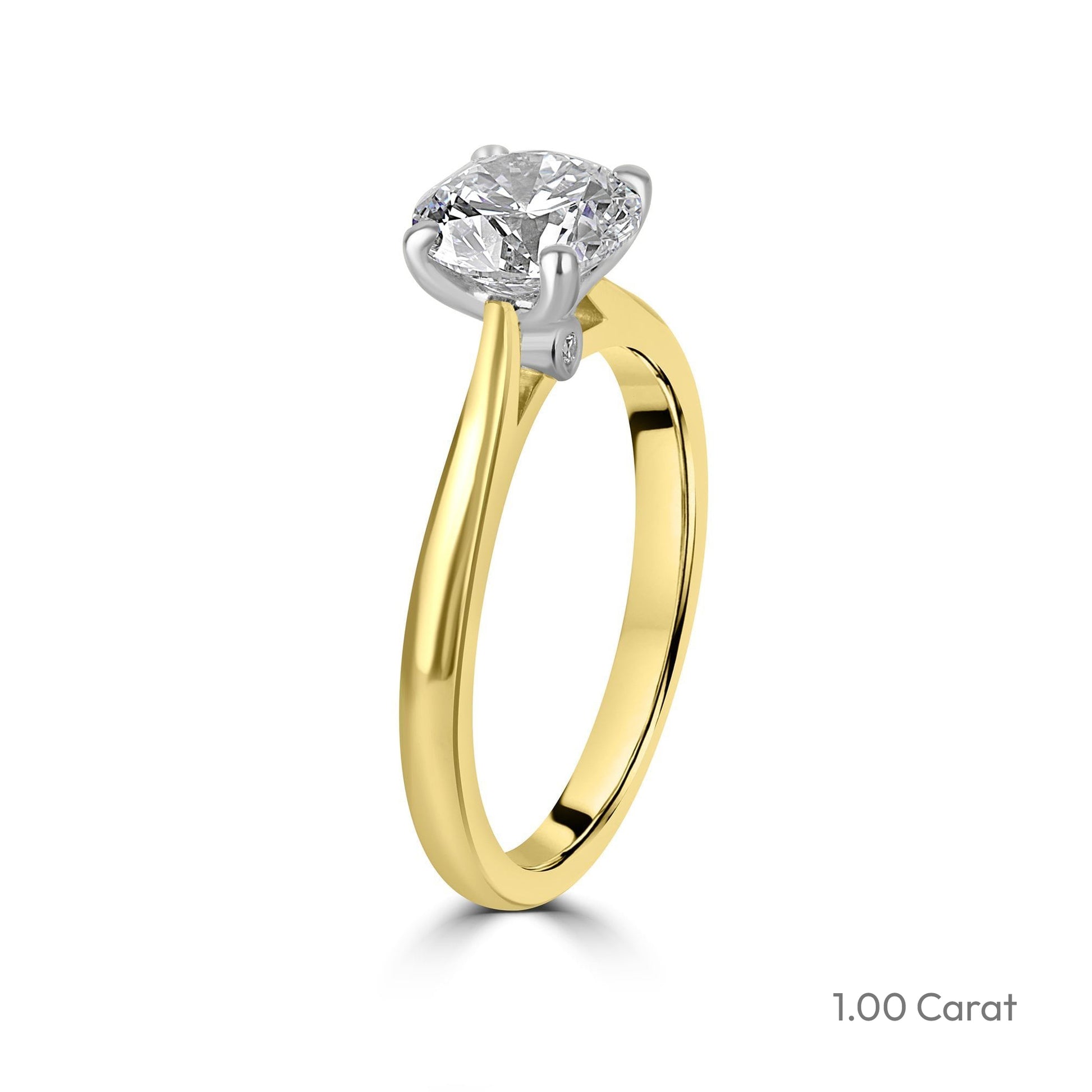 18ct Yellow Gold Round Brilliant Cut Lab Grown Diamond High Set Solitaire Engagement Ring