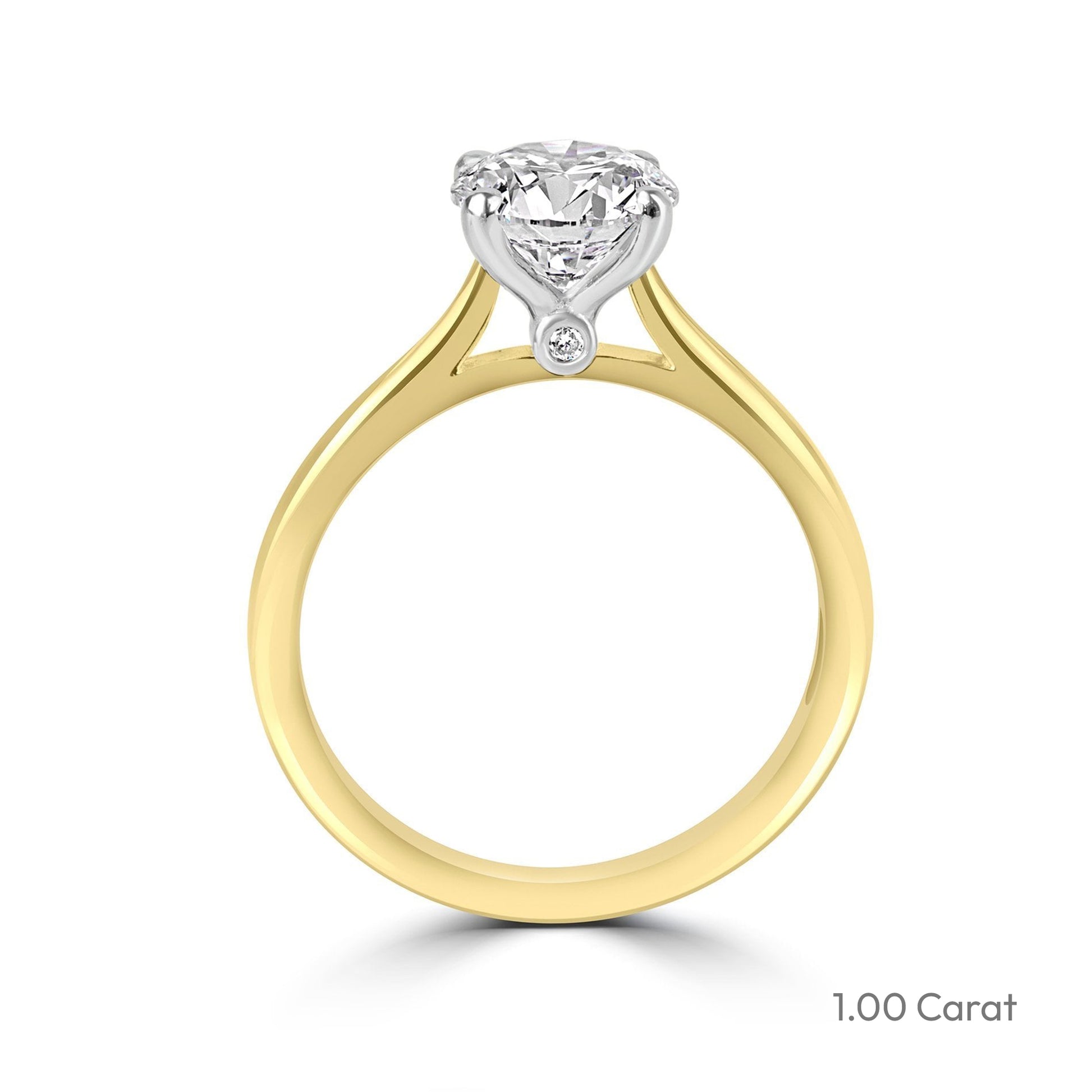 18ct Yellow Gold Round Brilliant Cut Lab Grown Diamond High Set Solitaire Engagement Ring