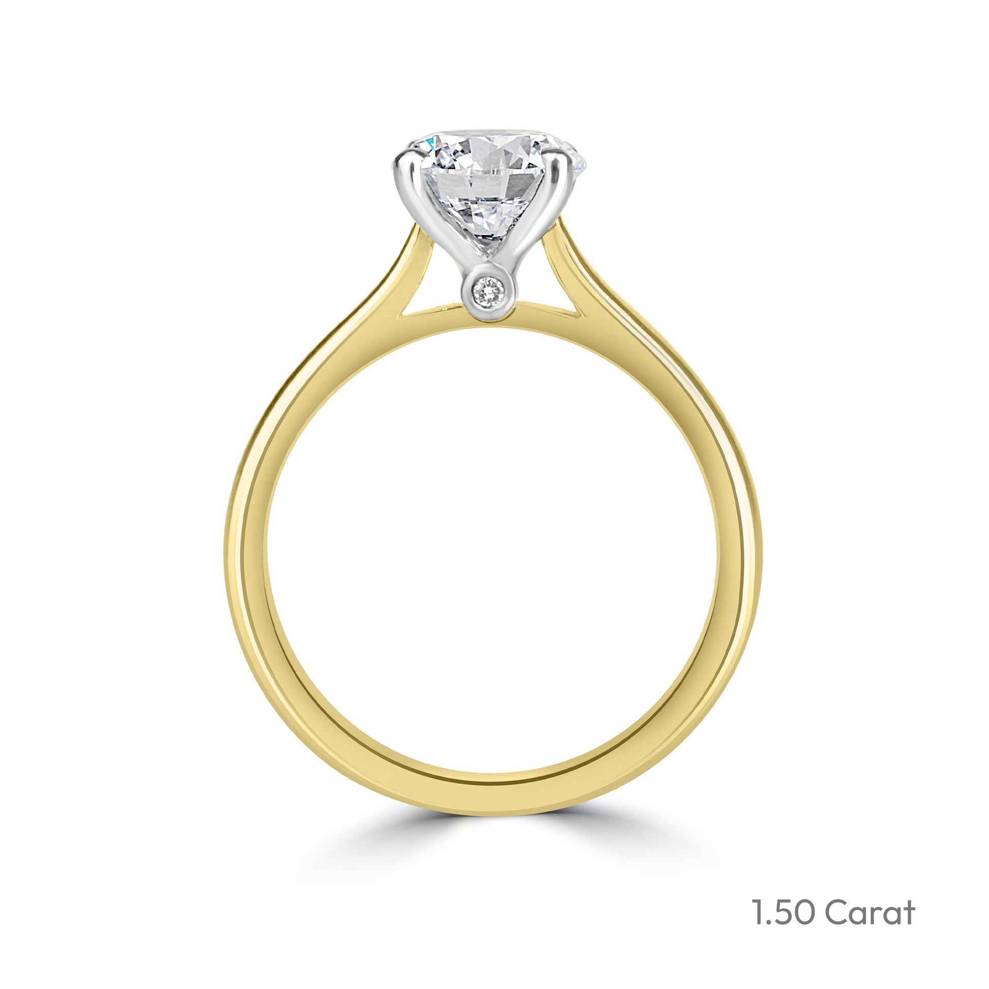 18ct Yellow Gold Round Brilliant Cut Lab Grown Diamond High Set Solitaire Engagement Ring