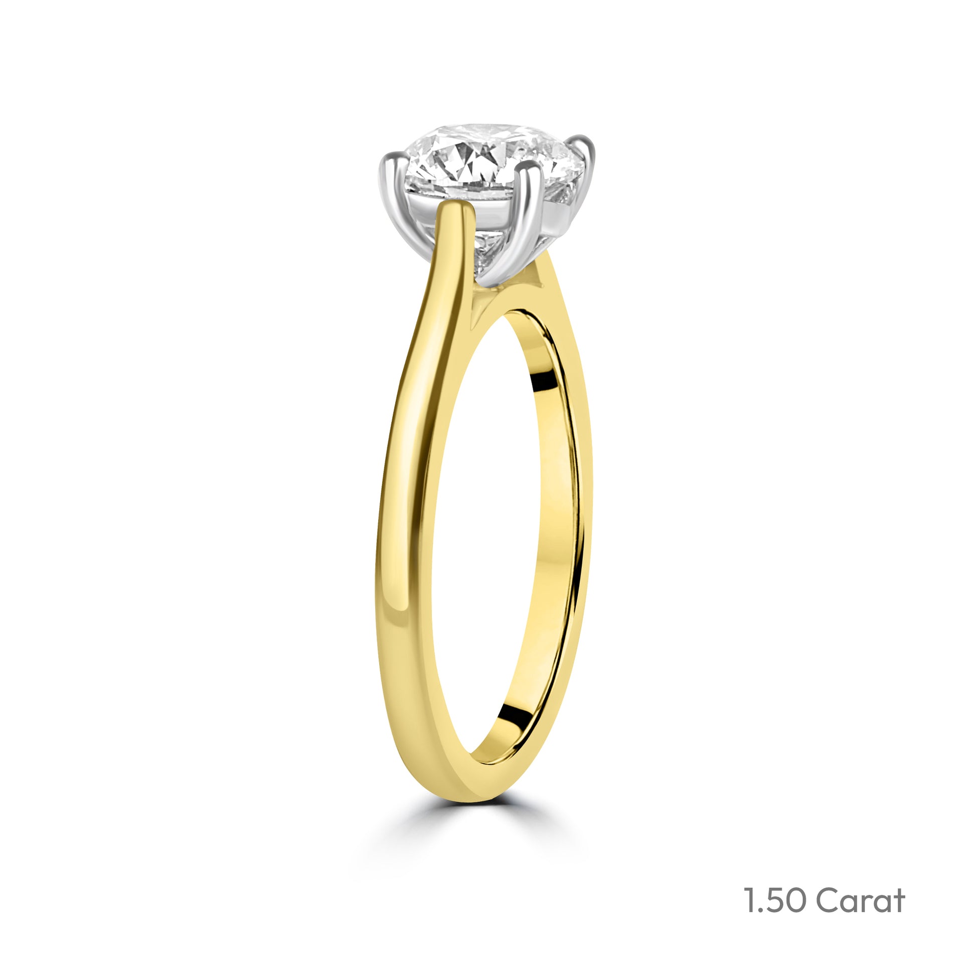 18ct Yellow Gold Round Brilliant Cut Natural Diamond Solitaire Engagement Ring
