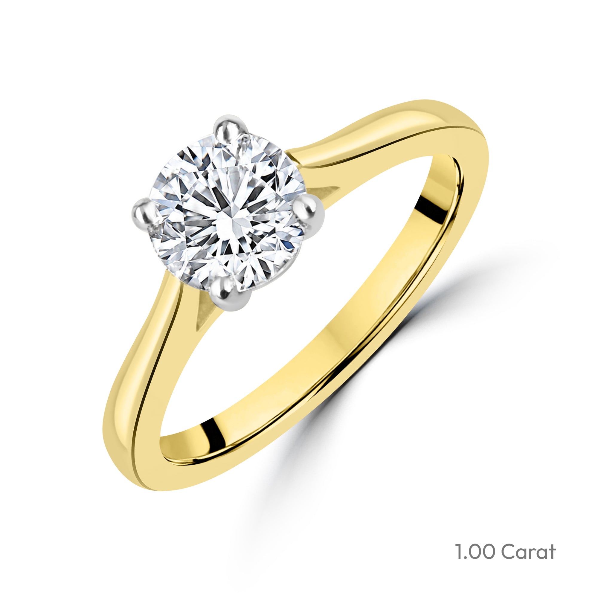 18ct Yellow Gold Round Brilliant Cut Lab Grown Diamond Solitaire Engagement Ring
