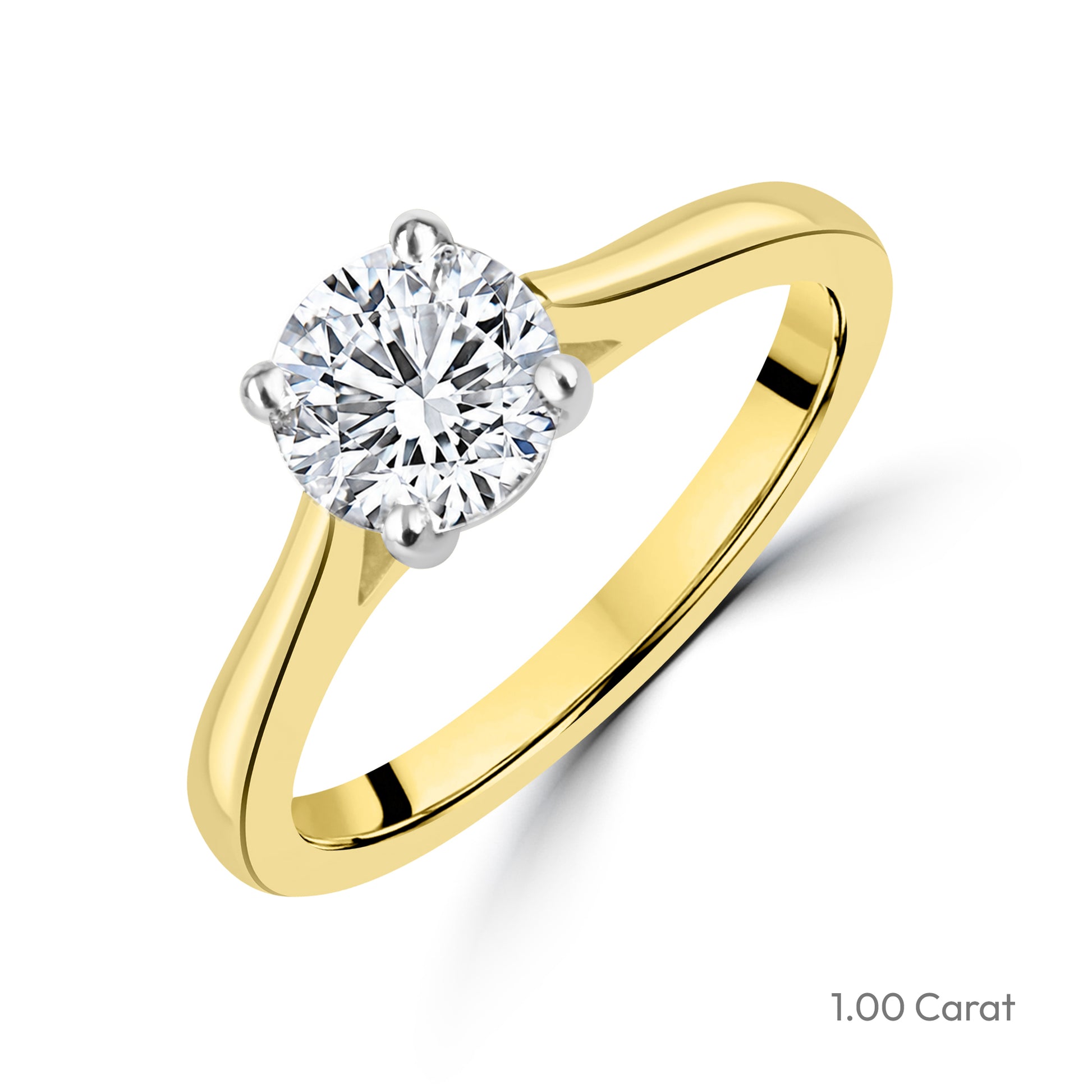 18ct Yellow Gold Round Brilliant Cut Lab Grown Diamond Solitaire Engagement Ring