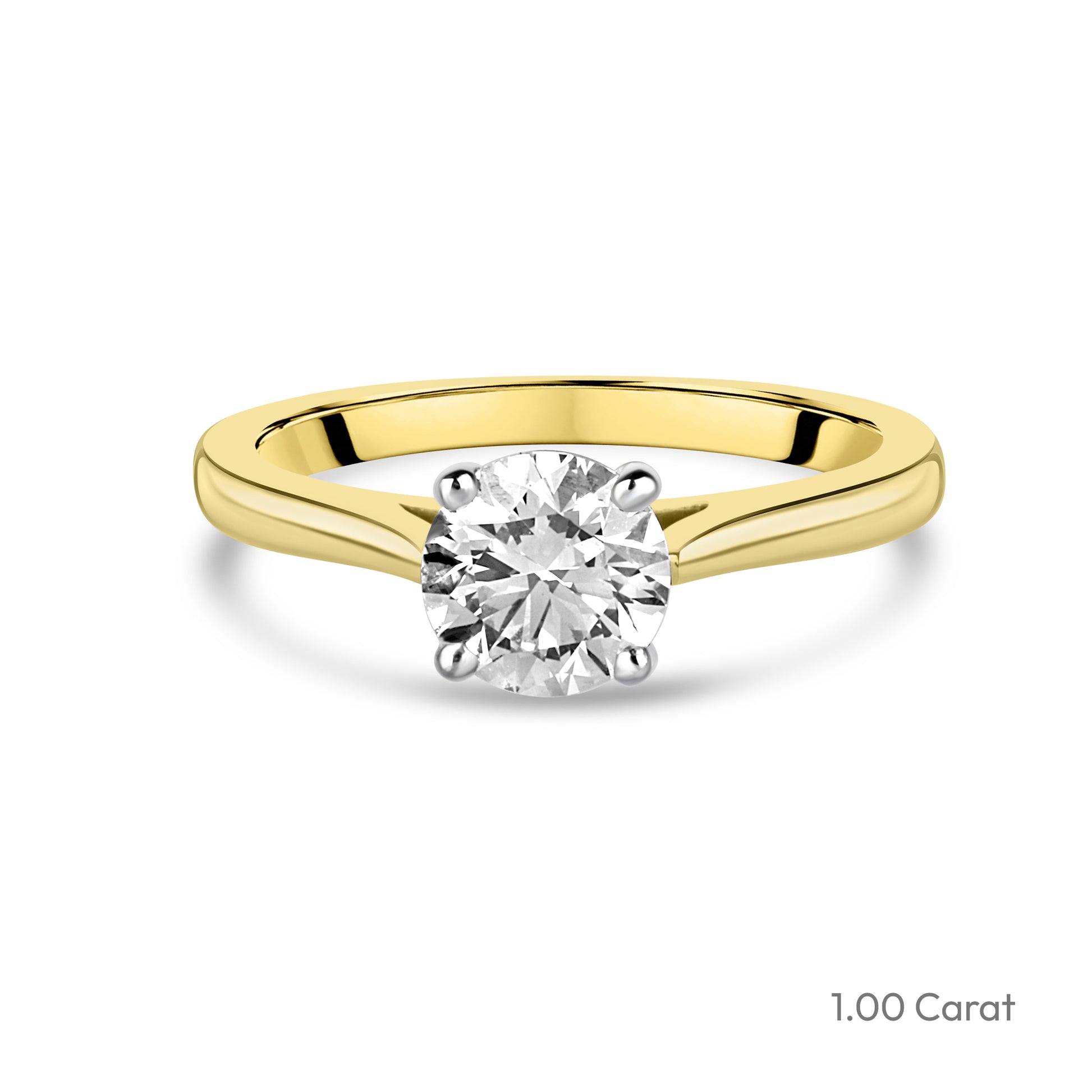 18ct Yellow Gold Round Brilliant Cut Natural Diamond Solitaire Engagement Ring
