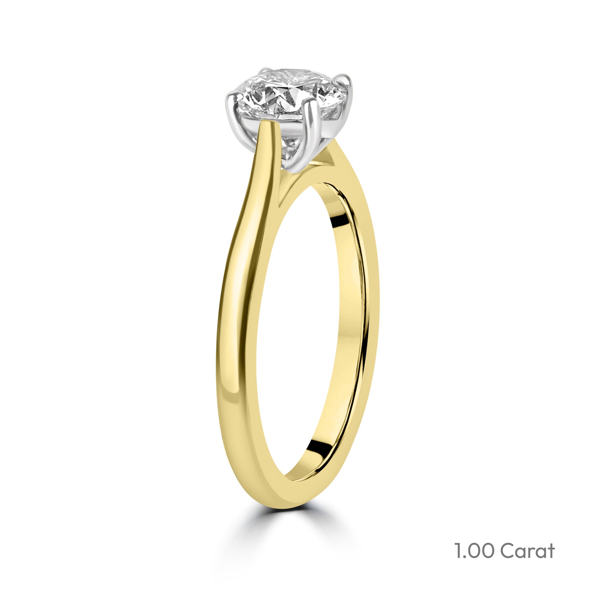18ct Yellow Gold Round Brilliant Cut Natural Diamond Solitaire Engagement Ring