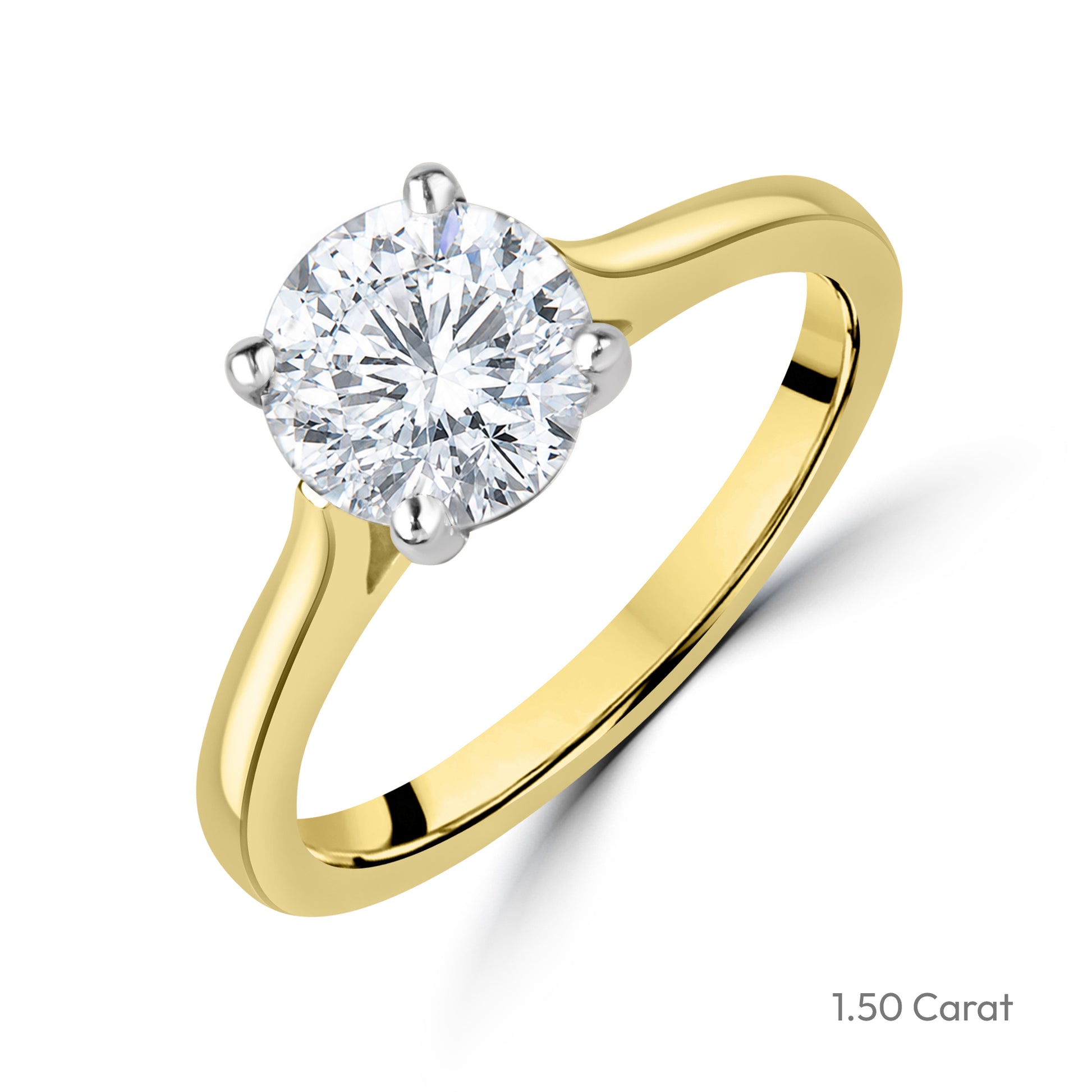 18ct Yellow Gold Round Brilliant Cut Natural Diamond Solitaire Engagement Ring