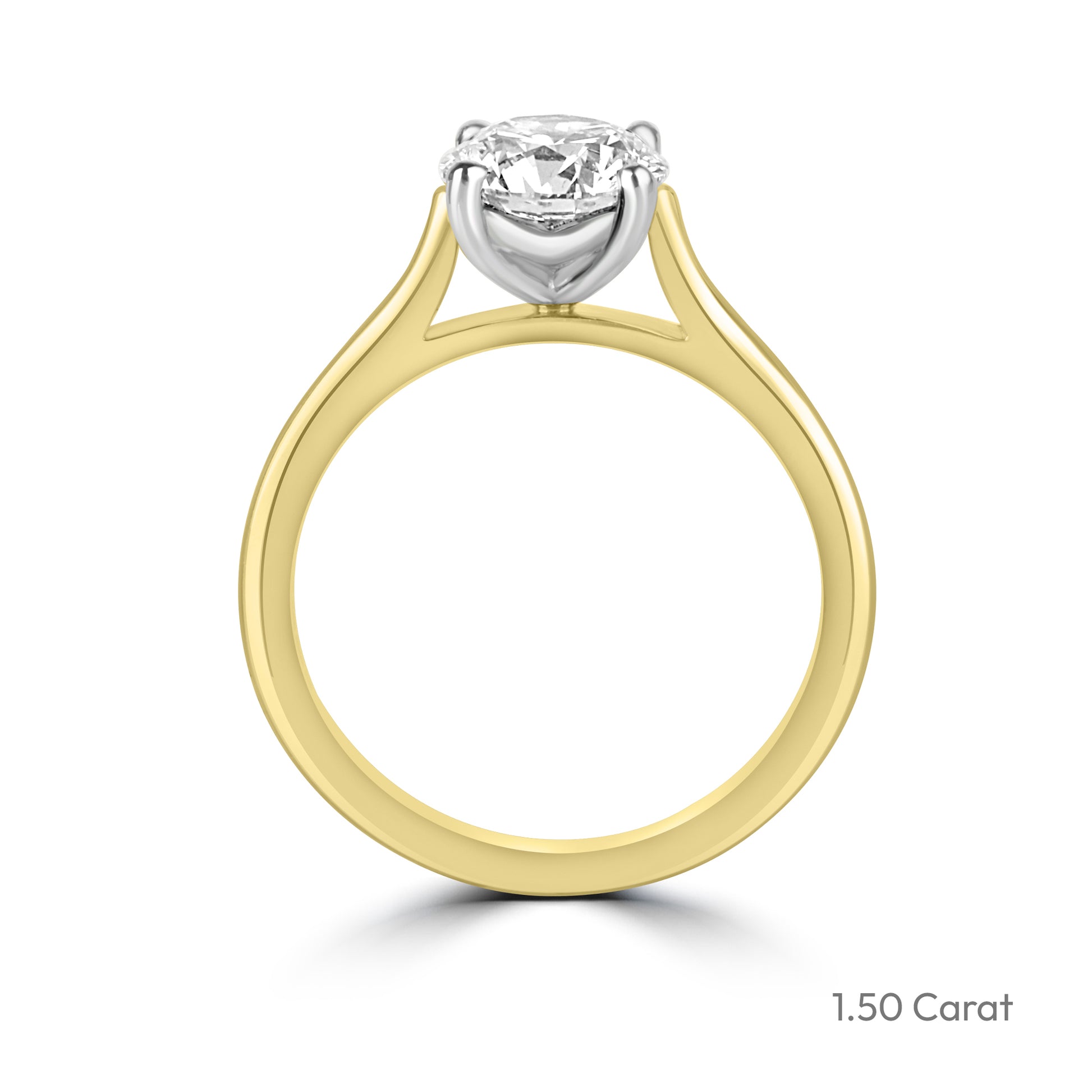 18ct Yellow Gold Round Brilliant Cut Natural Diamond Solitaire Engagement Ring