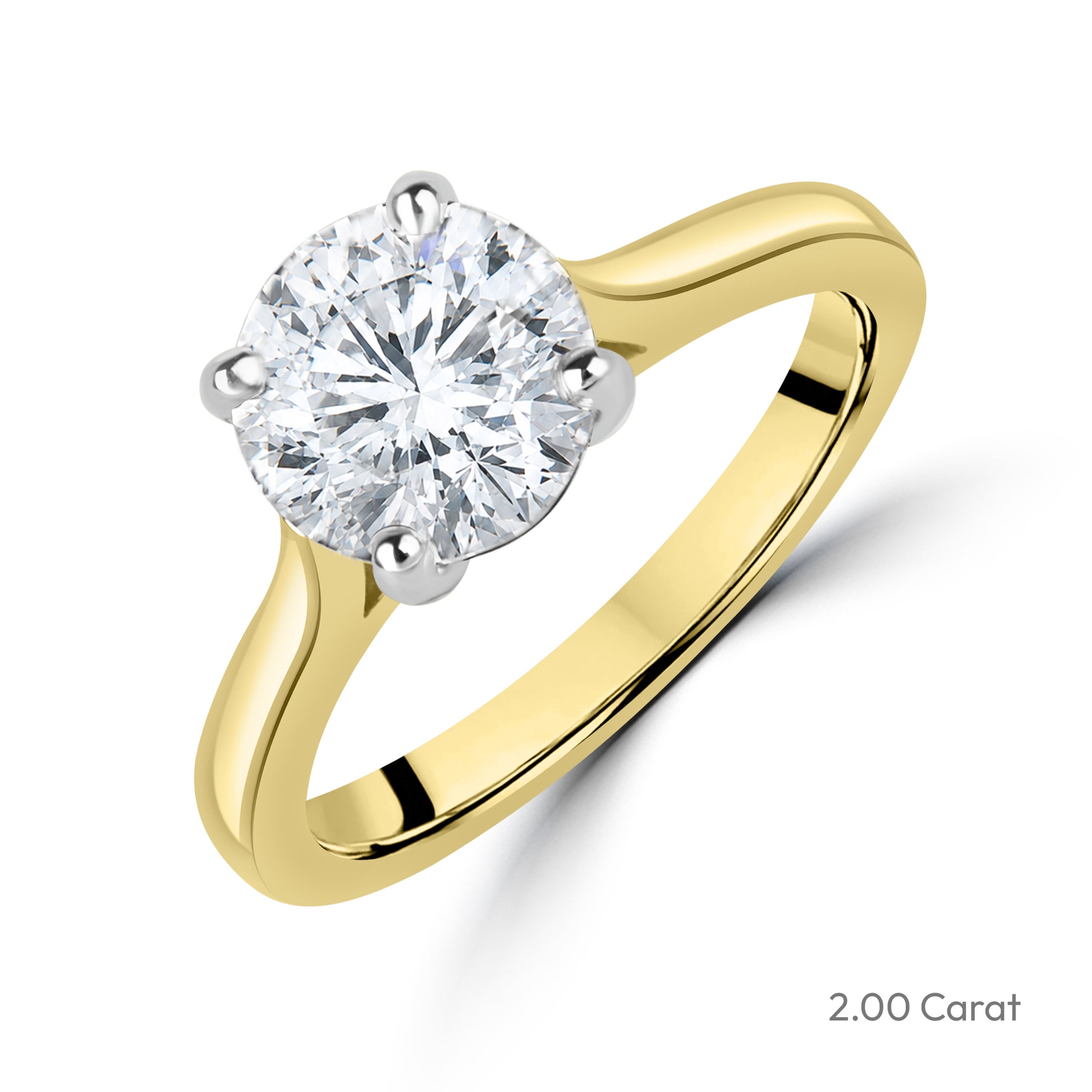 18ct Yellow Gold Round Brilliant Cut Natural Diamond Solitaire Engagement Ring