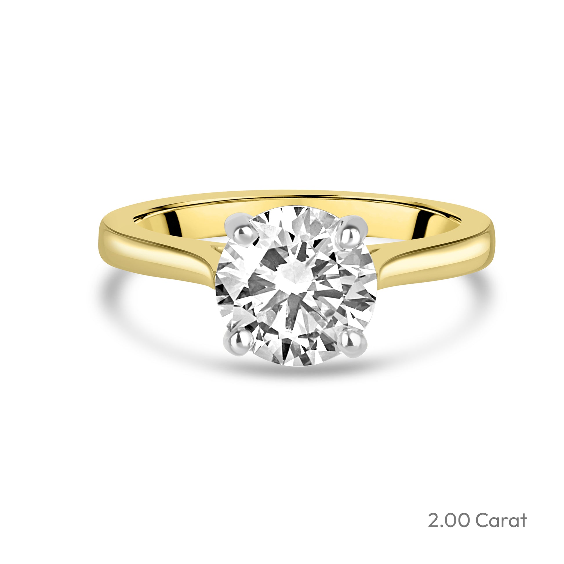 18ct Yellow Gold Round Brilliant Cut Natural Diamond Solitaire Engagement Ring