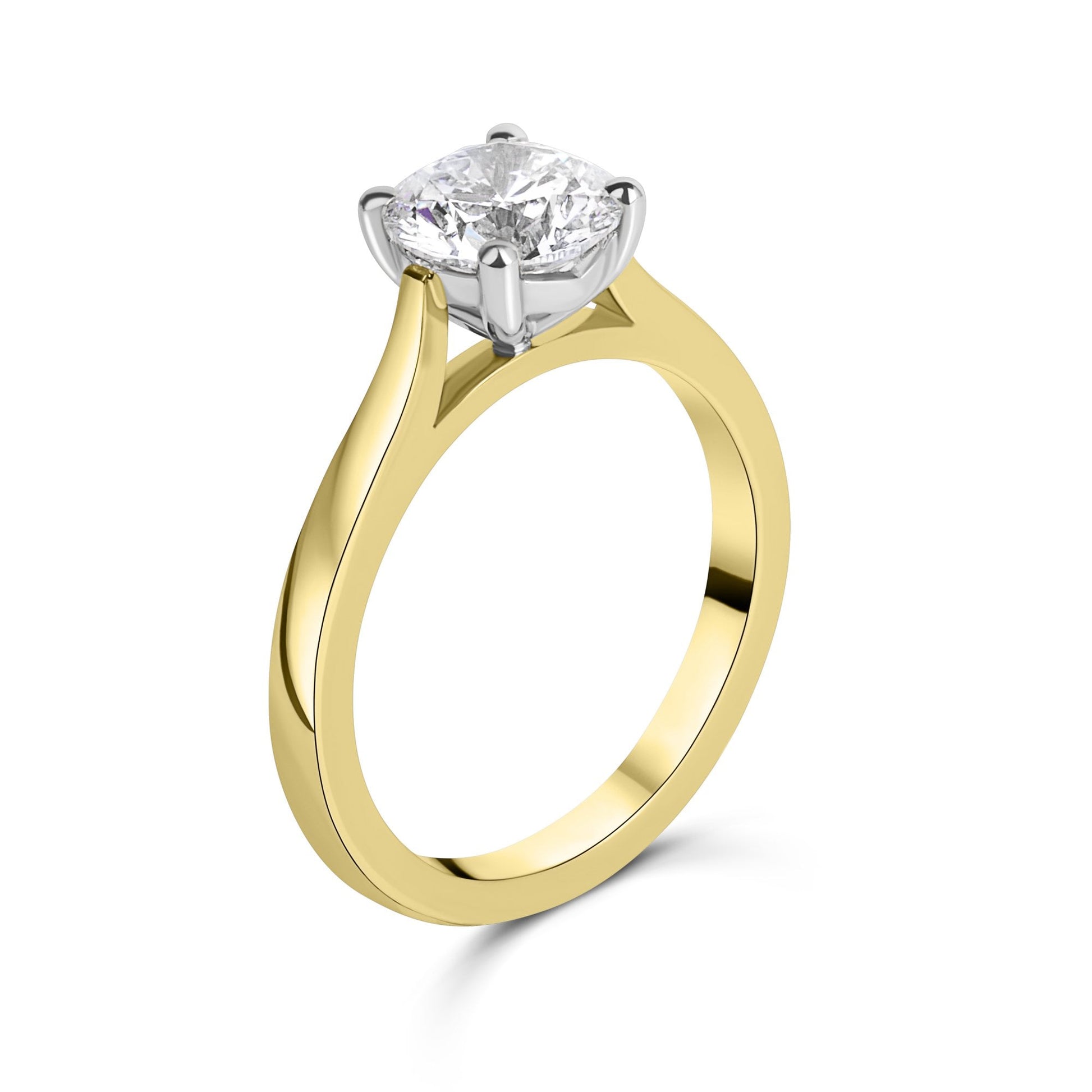 18ct Yellow Gold Round Brilliant Cut Natural Diamond Solitaire Engagement Ring