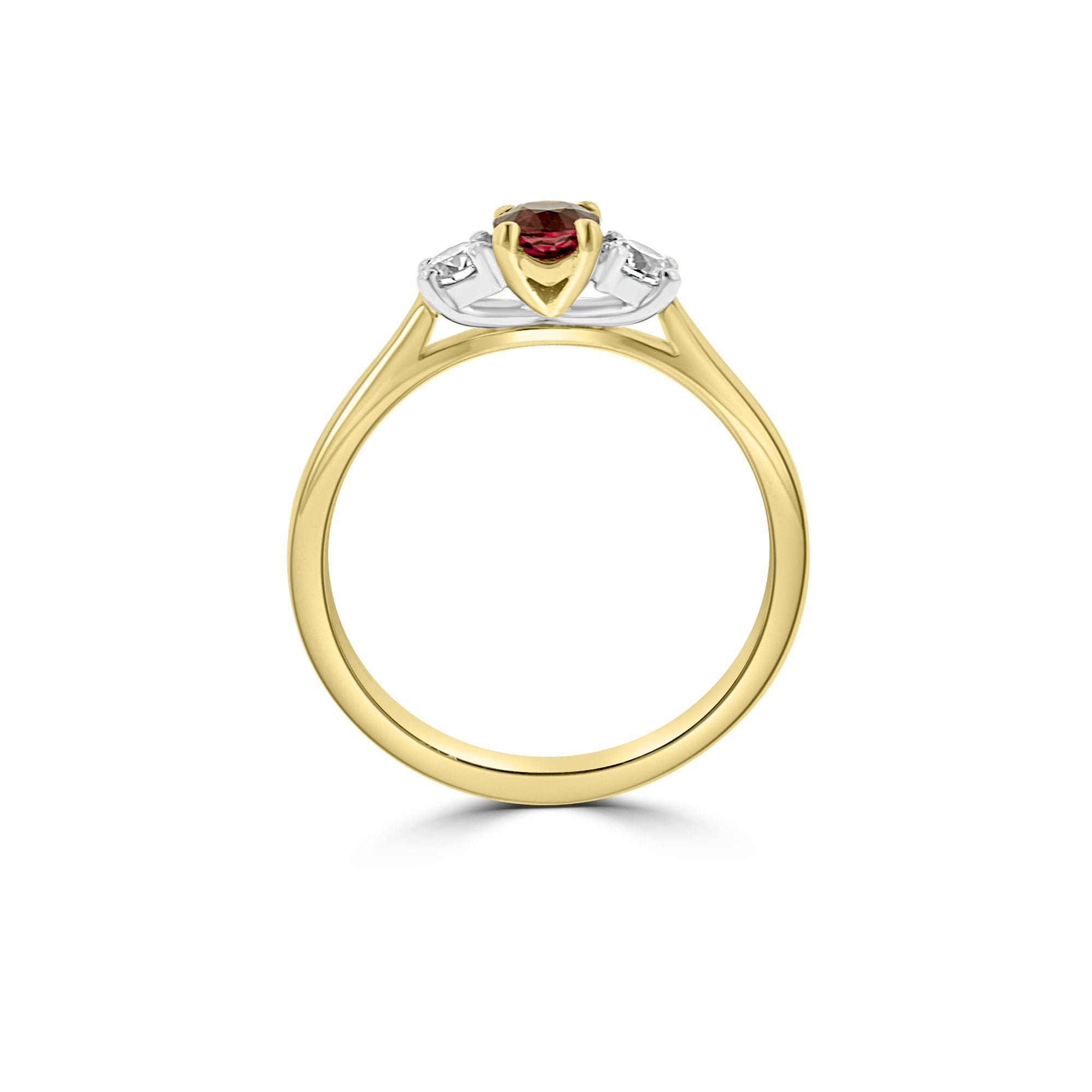 18ct Yellow Gold Ruby and Diamond Three Stone Ring