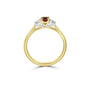 18ct Yellow Gold Ruby and Diamond Three Stone Ring
