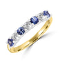 18ct Yellow Gold Sapphire 0.51ct and Diamond 0.34ct Total Seven Stone Ring