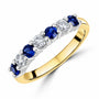 18ct Yellow Gold Sapphire 0.51ct and Diamond 0.34ct Total Seven Stone Ring