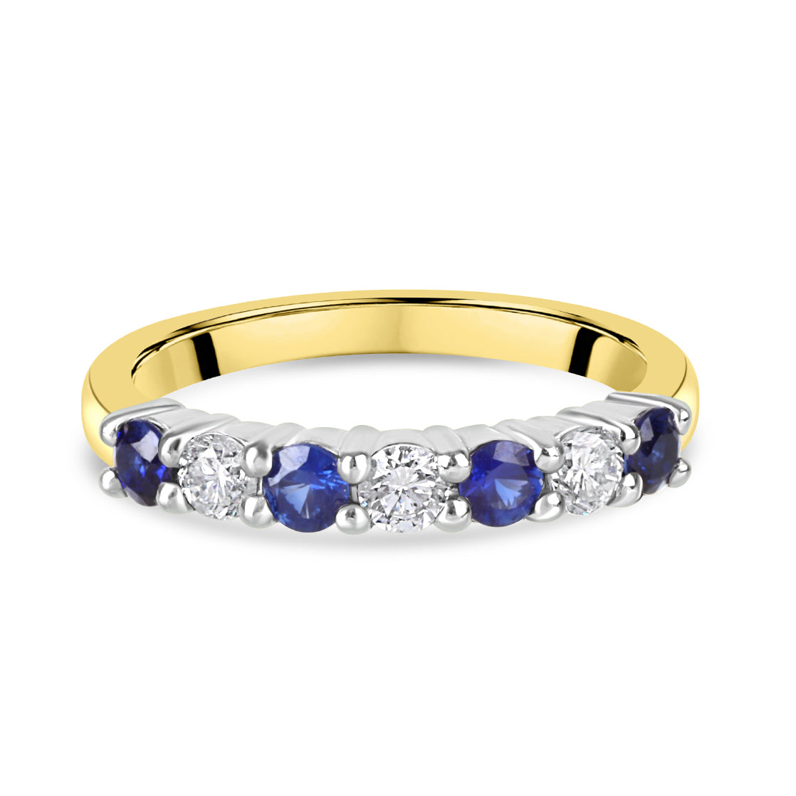 18ct Yellow Gold Sapphire 0.51ct and Diamond 0.34ct Total Seven Stone Ring