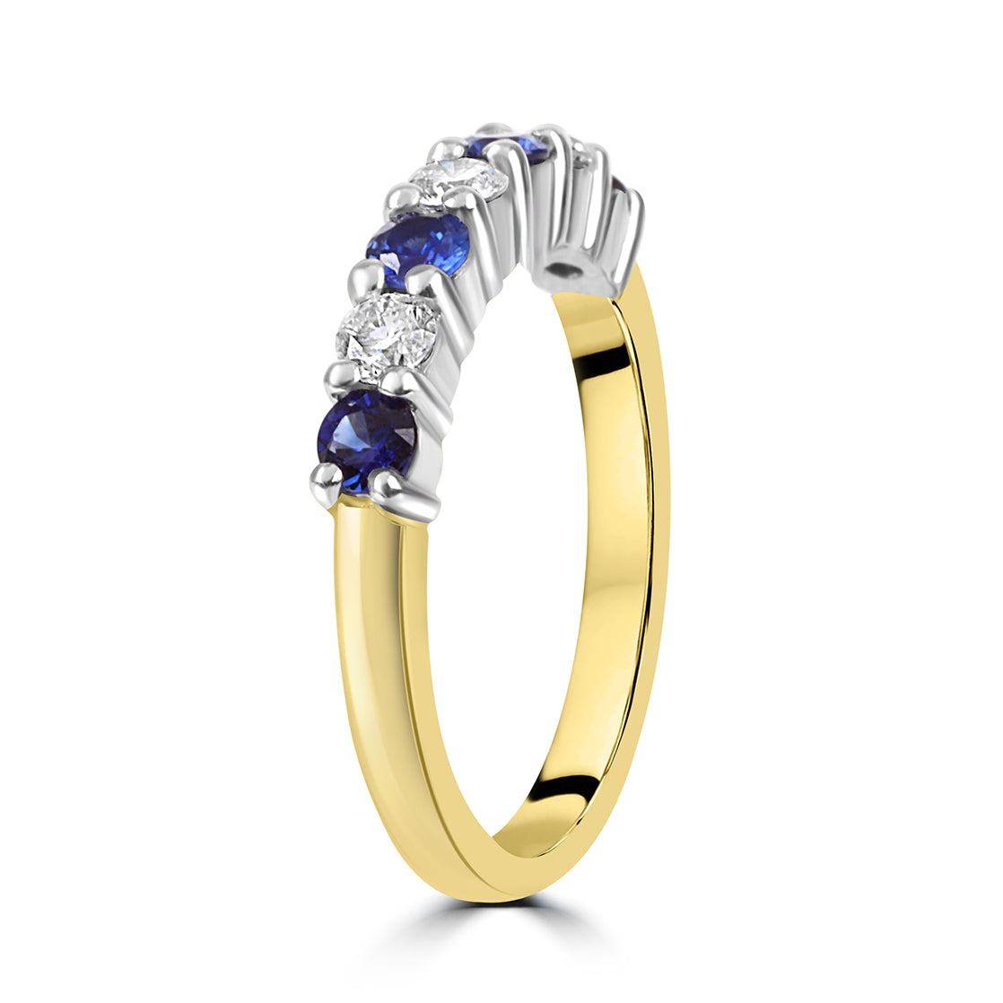 18ct Yellow Gold Sapphire 0.51ct and Diamond 0.34ct Total Seven Stone Ring