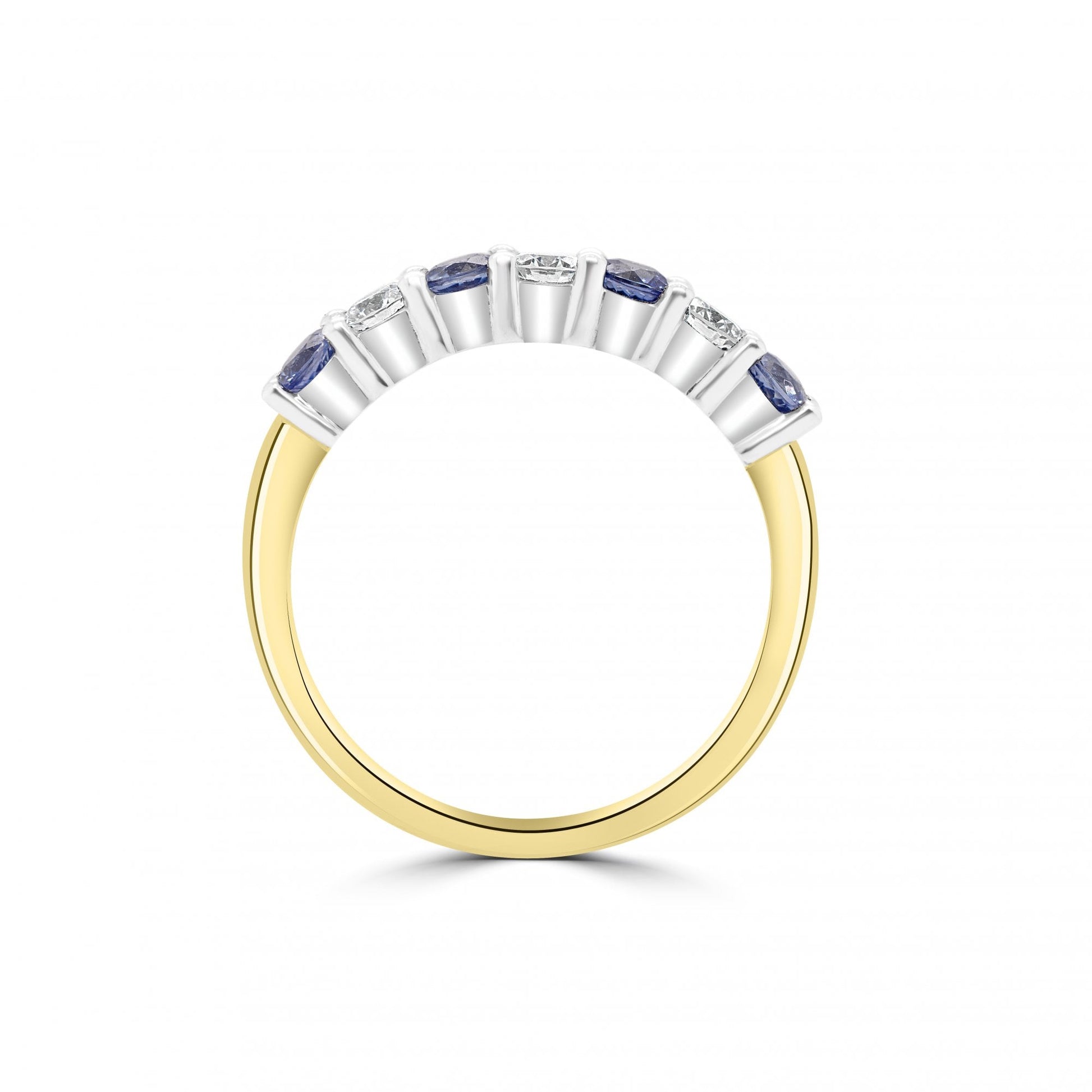 18ct Yellow Gold Sapphire 0.51ct and Diamond 0.34ct Total Seven Stone Ring