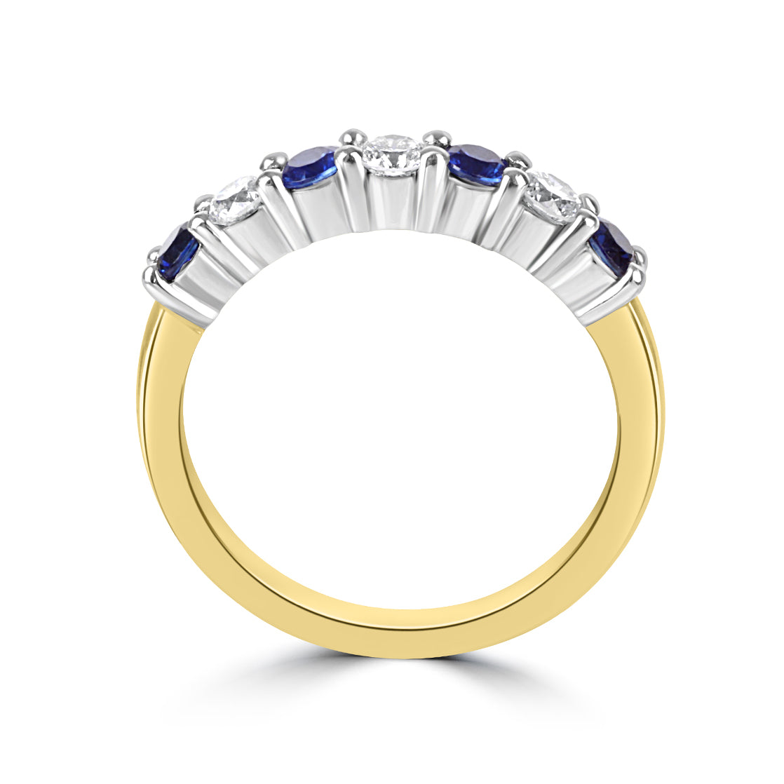 18ct Yellow Gold Sapphire 0.51ct and Diamond 0.34ct Total Seven Stone Ring