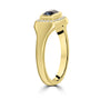 18ct Yellow Gold Signet-Style Sapphire Dress Ring with Diamond Halo