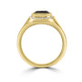 18ct Yellow Gold Signet-Style Sapphire Dress Ring with Diamond Halo