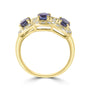 18ct Yellow Gold Three Sapphire & Diamond Halo Cluster Pre Owned Ring