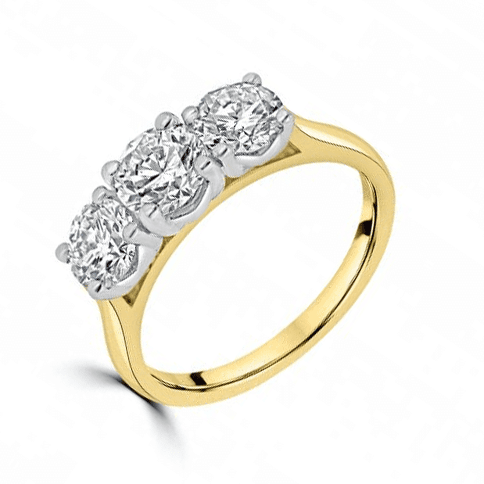 18ct Yellow Gold and Platinum Three Stone Ring - 1.25ct Total