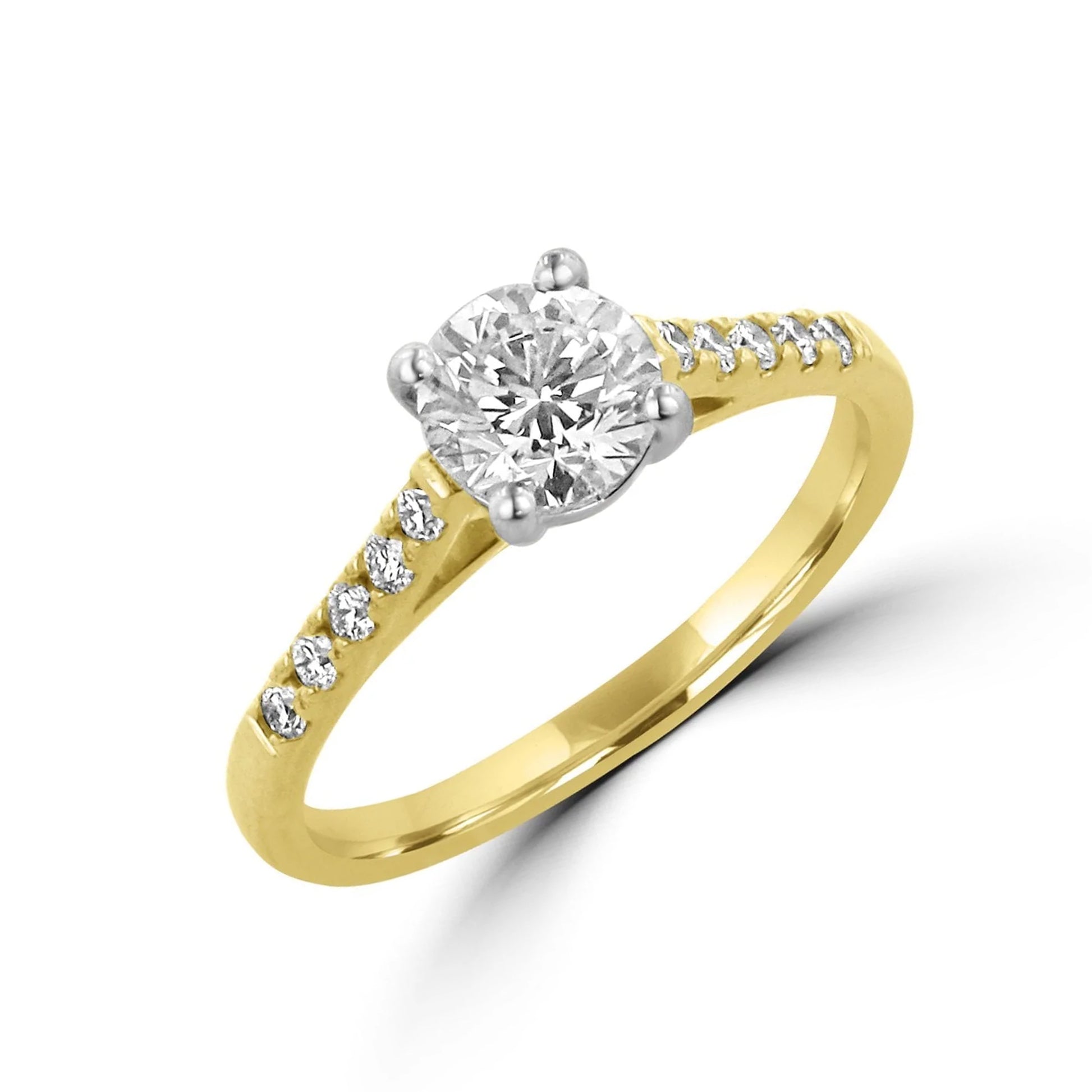 18ct Yellow Gold with Platinum Setting 0.70ct Round GIA Certified Diamond Engagement Ring
