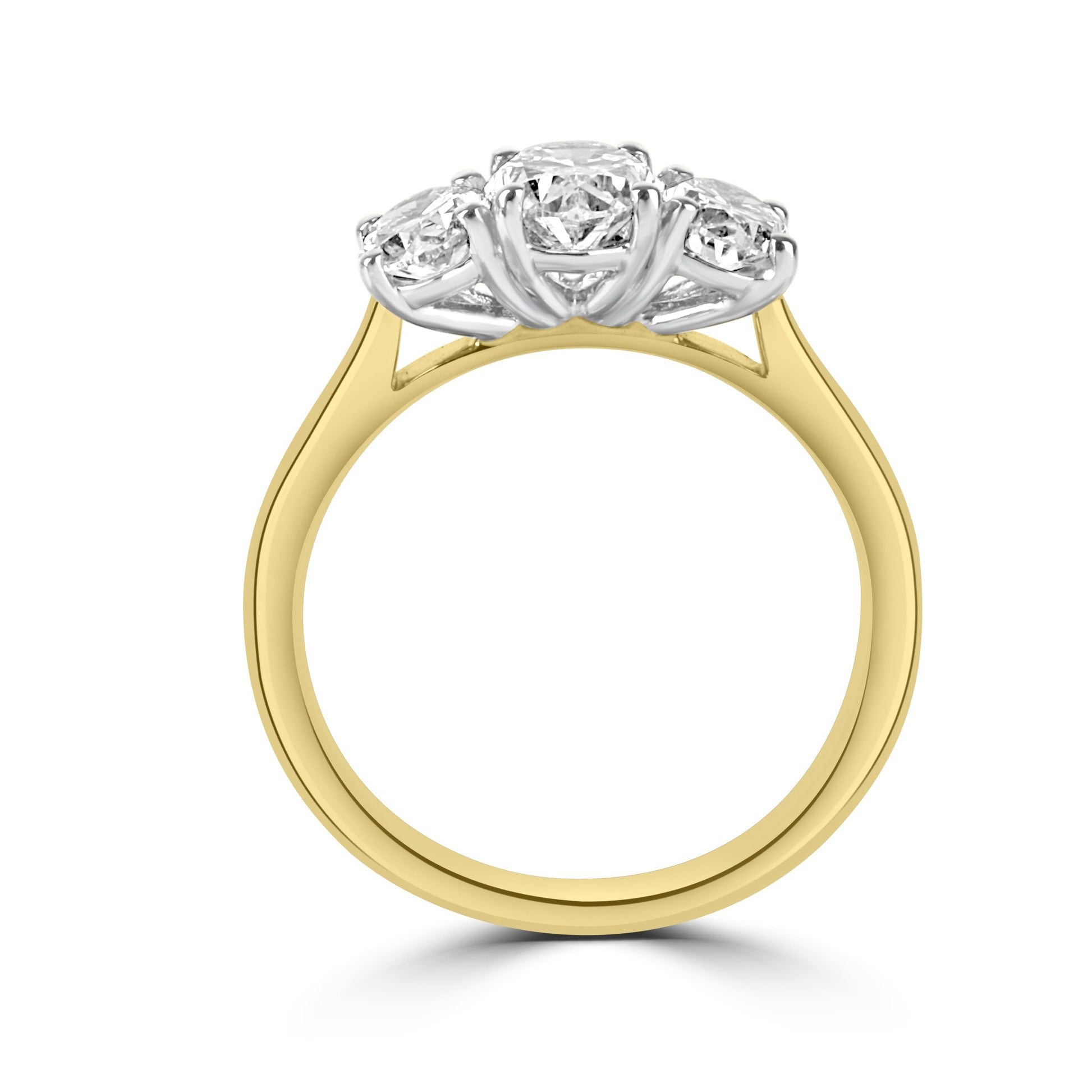 18ct Yellow Gold with Platinum Setting Three Stone Oval Diamond Ring