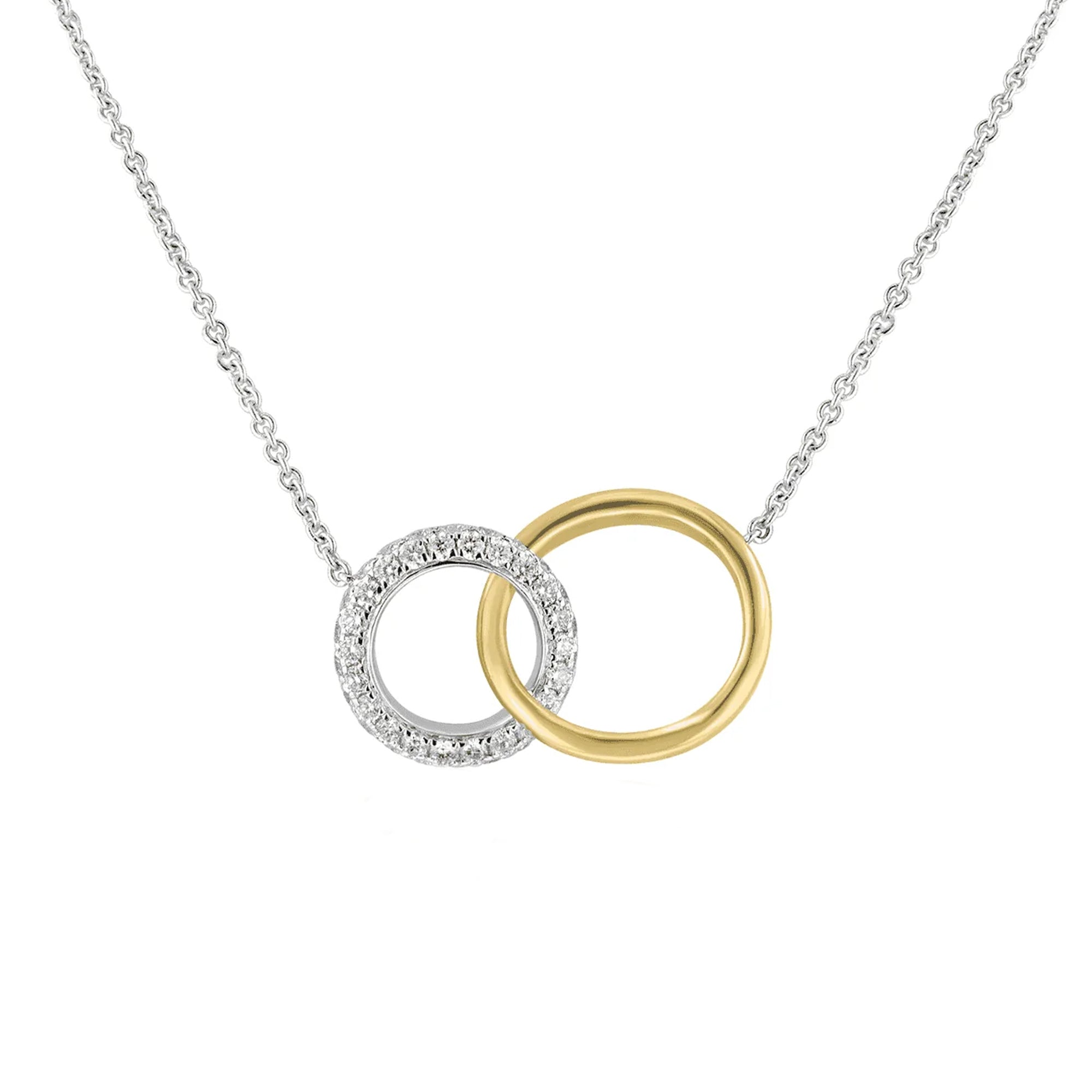 18ct Yellow and White Gold Interlocking Circle Necklace with RBC Diamonds