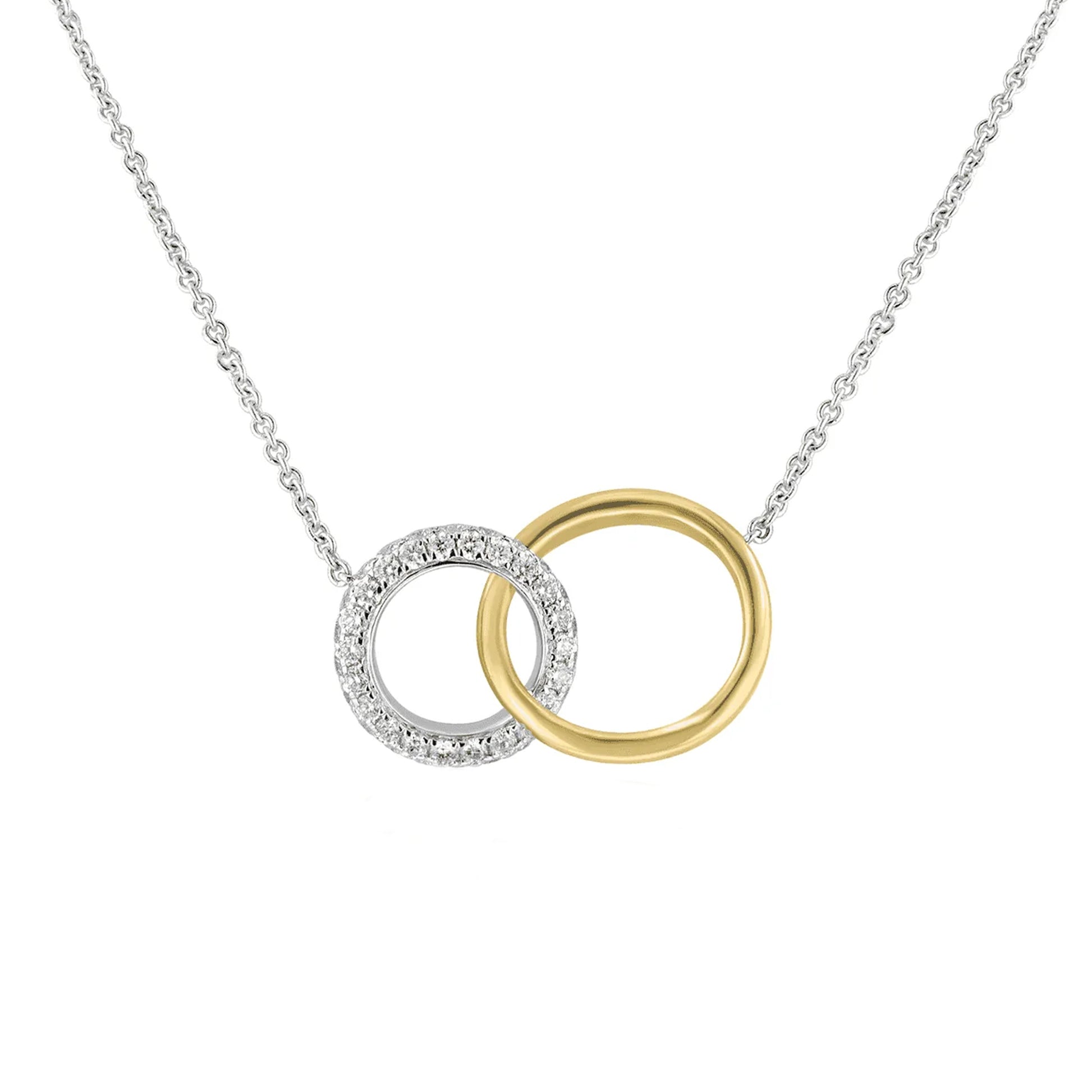 18ct Yellow and White Gold Interlocking Circle Necklace with RBC Diamonds