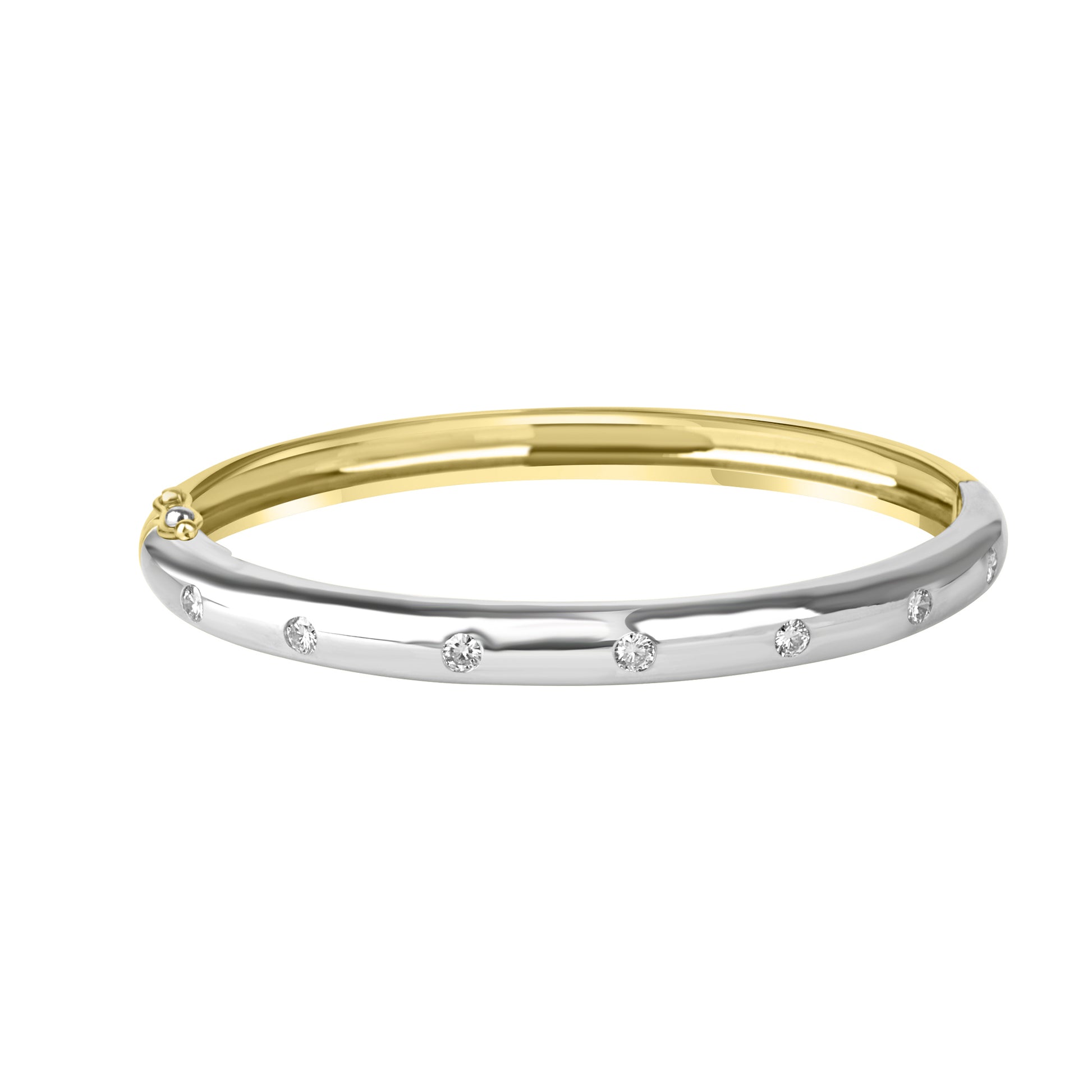 18ct Yellow and White Gold Seven Stone Diamond Bangle