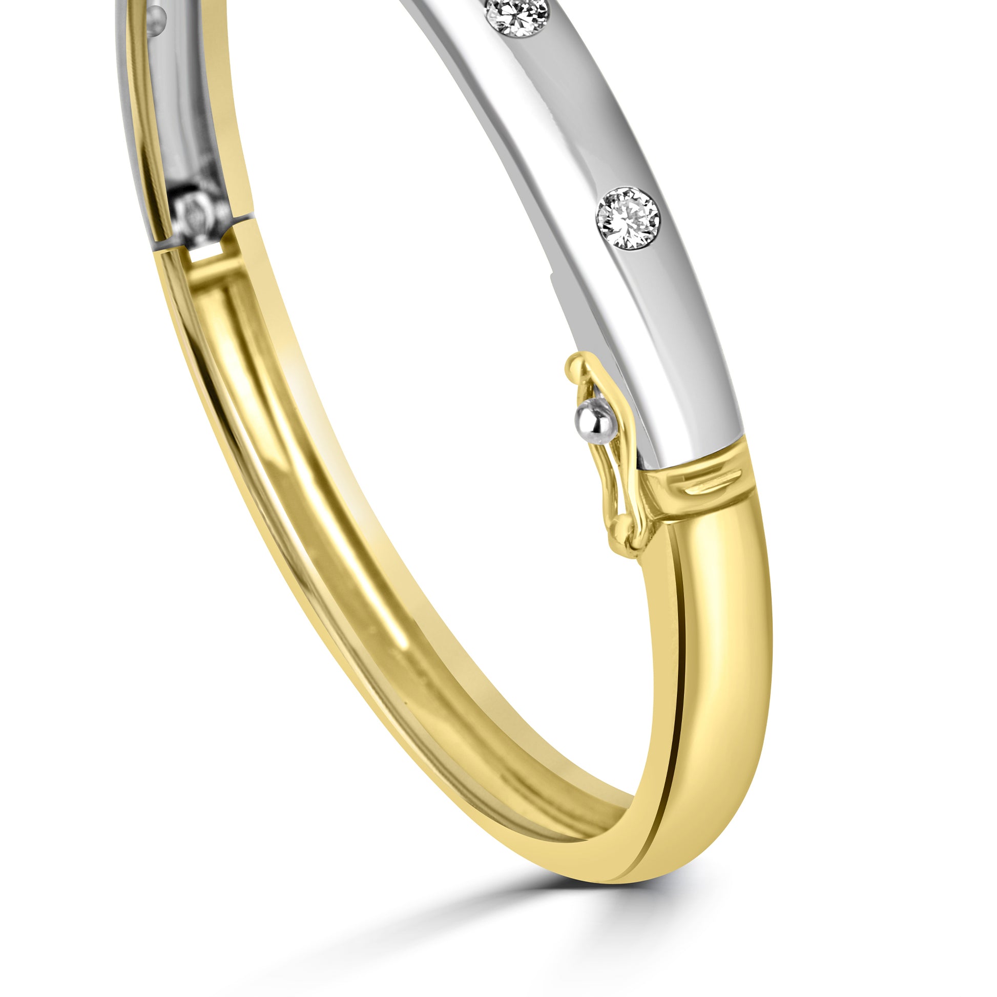 18ct Yellow and White Gold Seven Stone Diamond Bangle