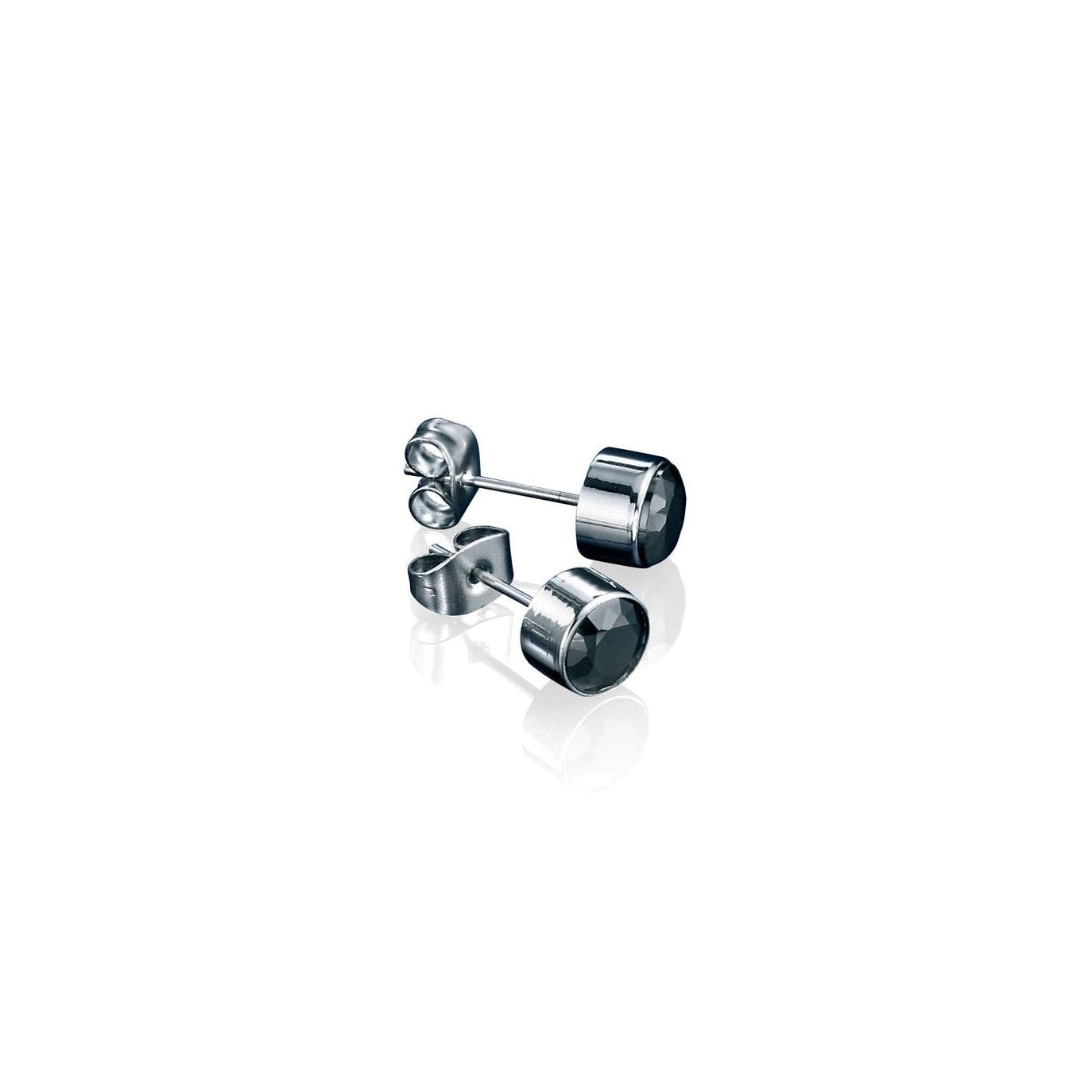 Fred Bennett Bezel Set Stud Earrings with Black CZ