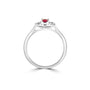 Three Stone Diamond and Red Ruby Ring in 9ct White Gold