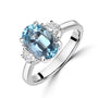 2.36ct Oval Criss Aquamarine and Half Moon Diamond Ring