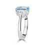 2.36ct Oval Criss Aquamarine and Half Moon Diamond Ring