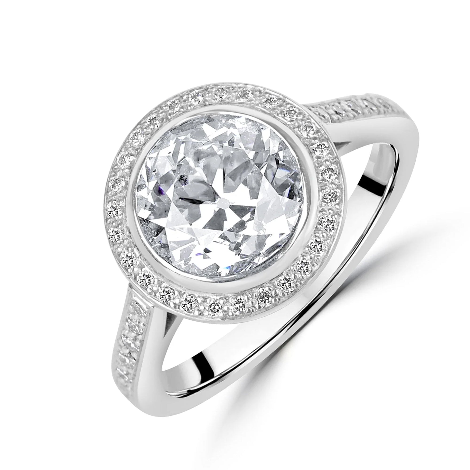 2.47ct White Gold Diamond Halo Engagement Ring