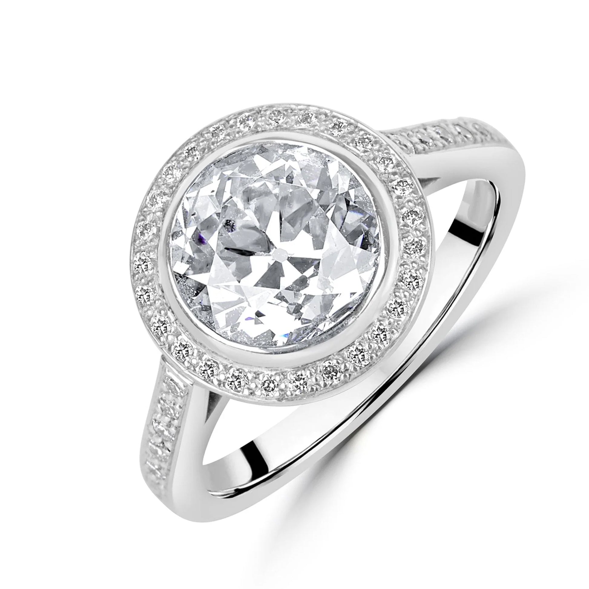 2.47ct White Gold Diamond Halo Engagement Ring